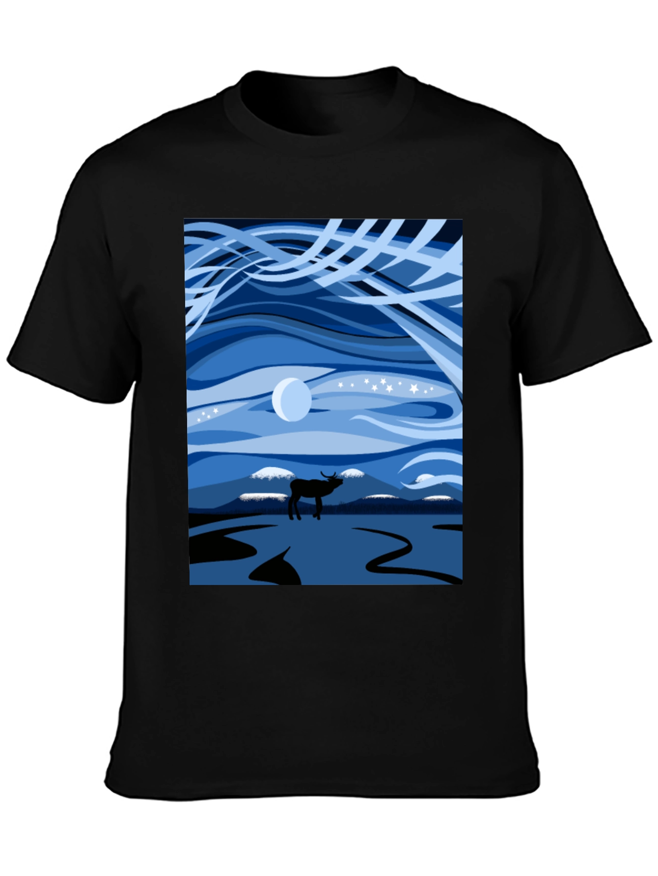 Night Sky Elk Graphic Tee - Stylish Unisex Design
