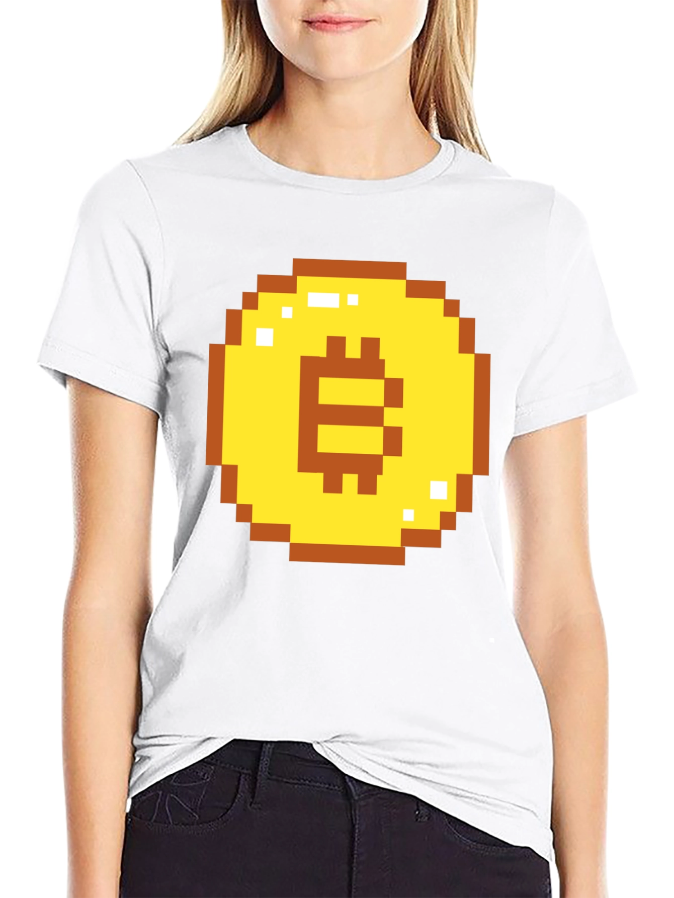 Pixel Bitcoin Graphic Tee - Crypto Currency Shirt