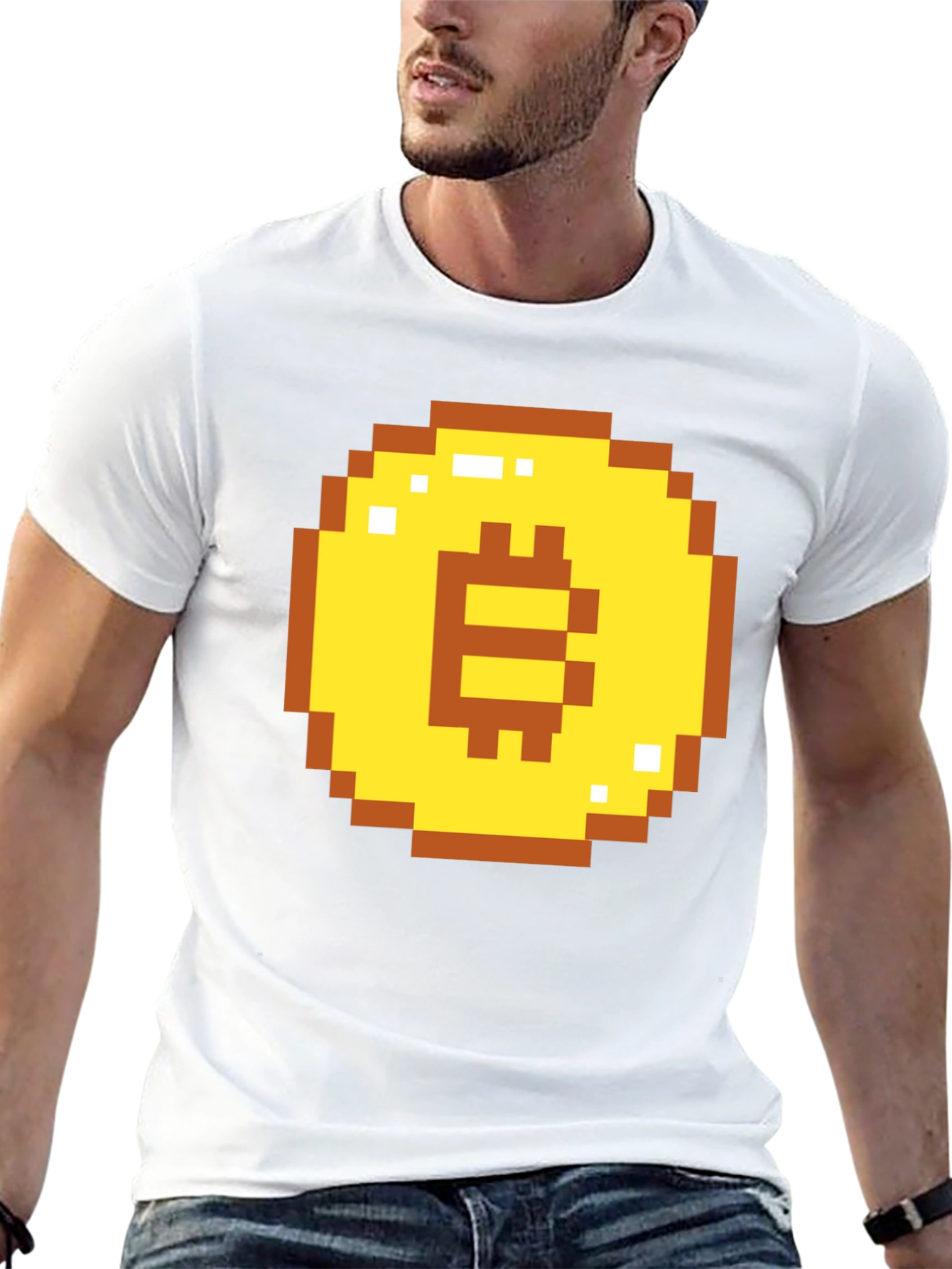 Pixel Bitcoin Graphic Tee - Crypto Currency Shirt