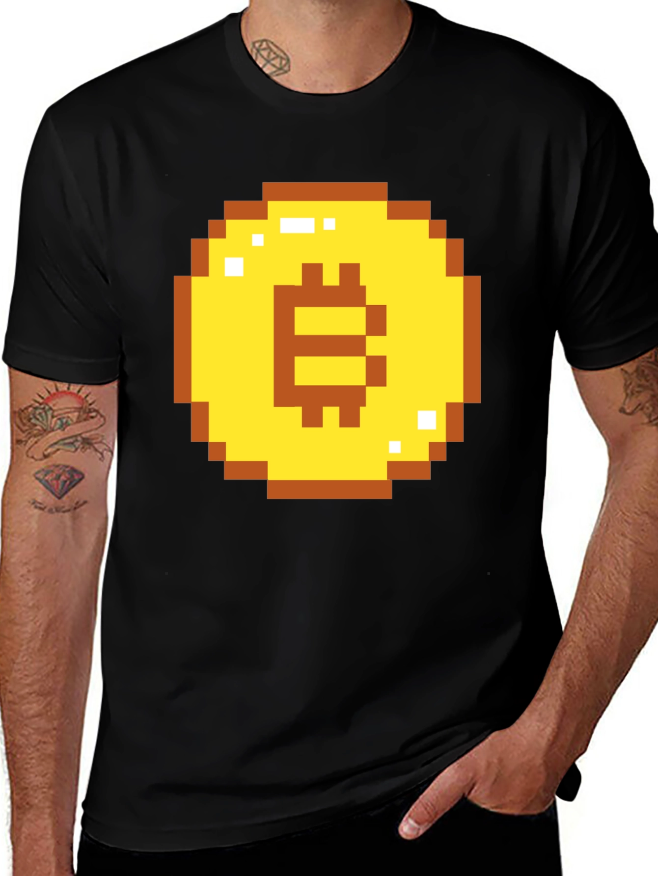 Pixel Bitcoin Graphic Tee - Crypto Currency Shirt