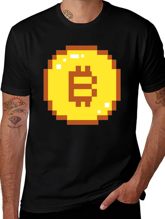 Pixel Bitcoin Graphic Tee - Crypto Currency Shirt