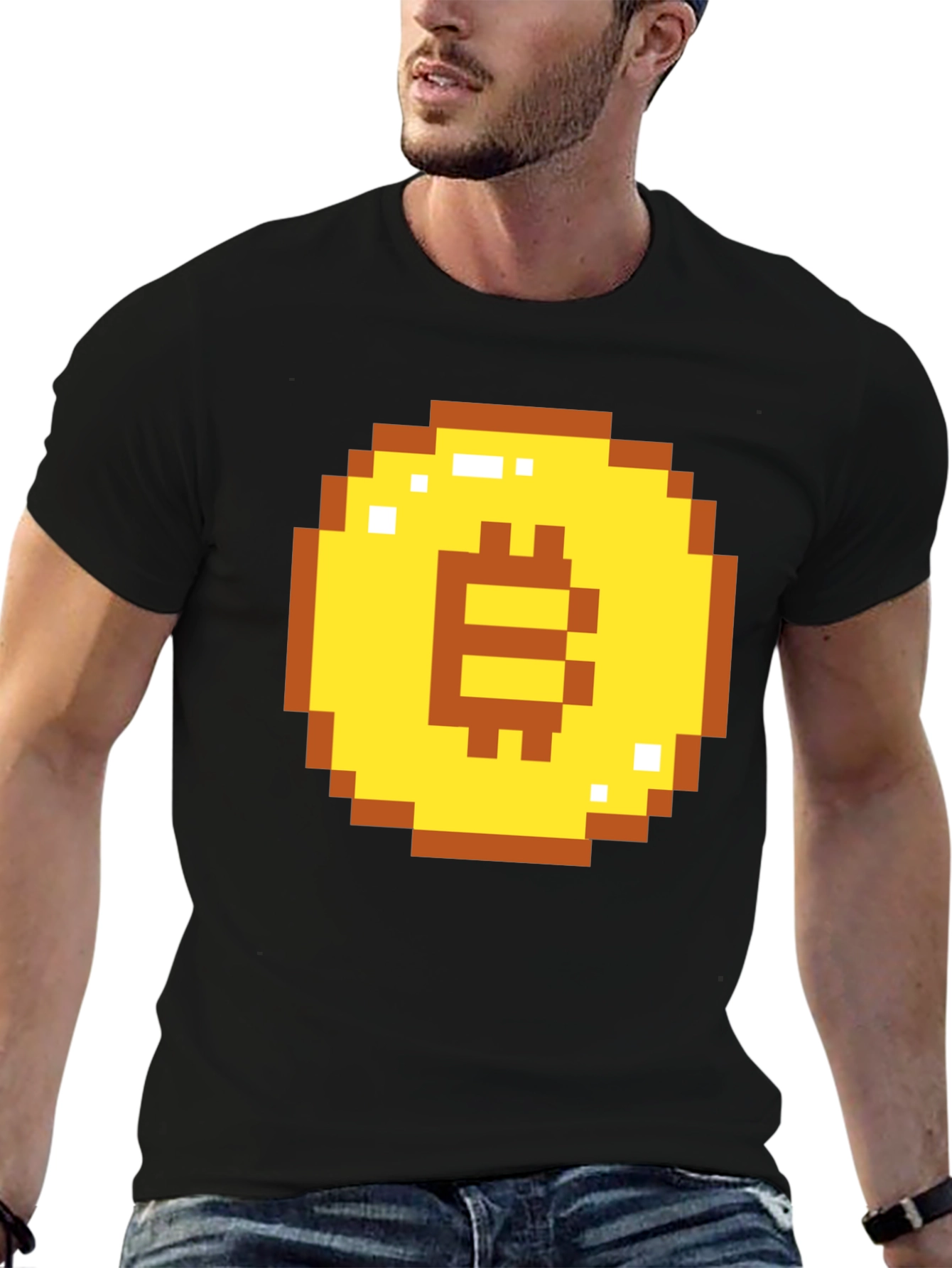 Pixel Bitcoin Graphic Tee - Crypto Currency Shirt