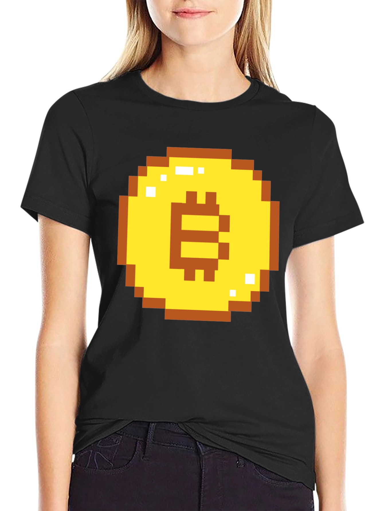 Pixel Bitcoin Graphic Tee - Crypto Currency Shirt