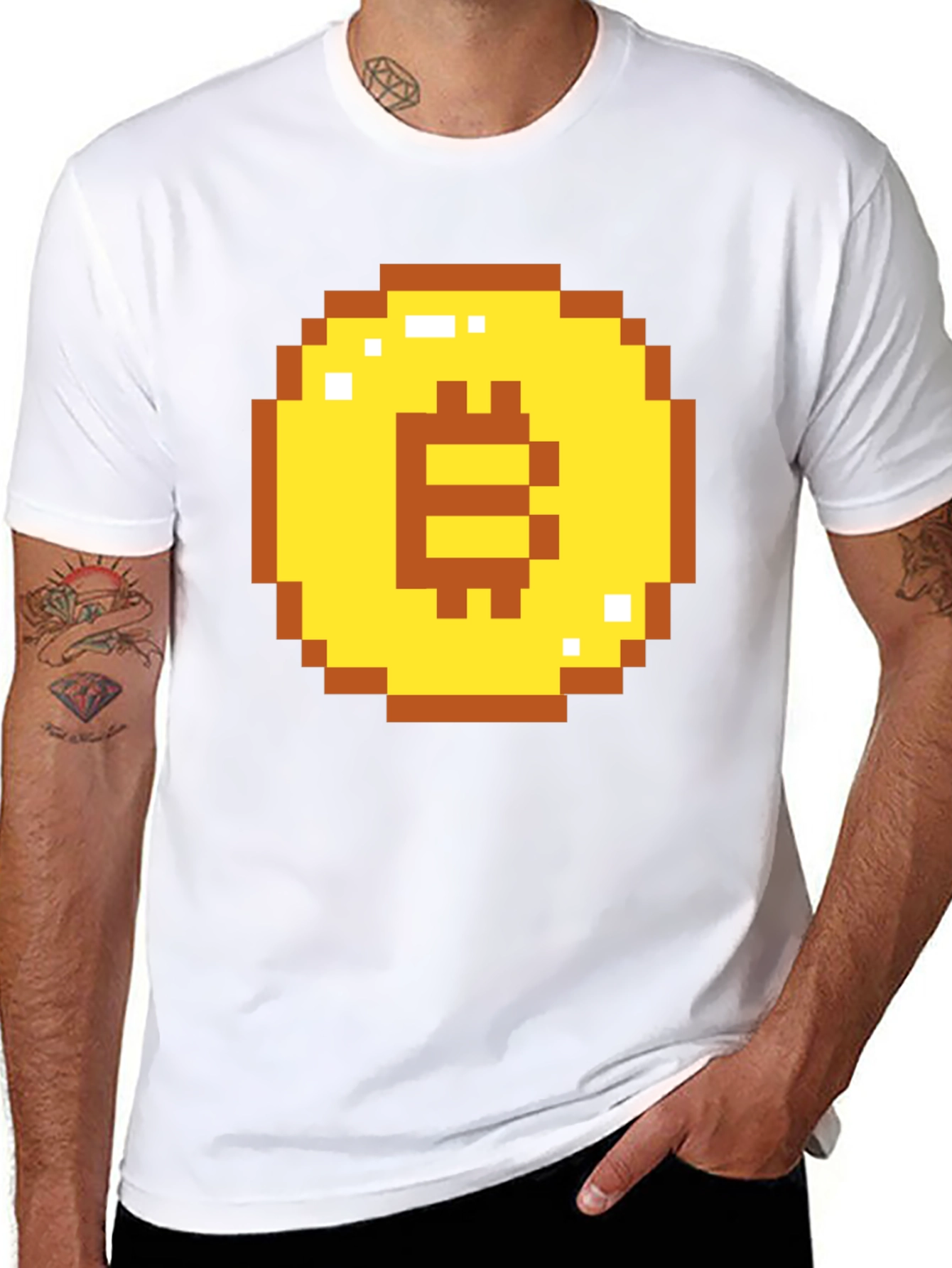 Pixel Bitcoin Graphic Tee - Crypto Currency Shirt