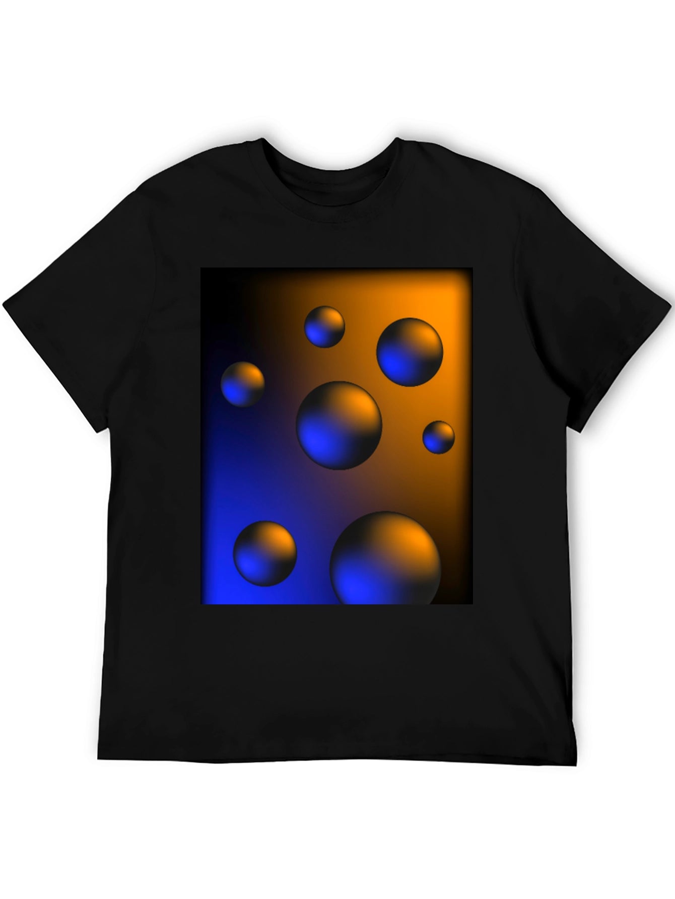 Abstract Sphere Print Black T-Shirt
