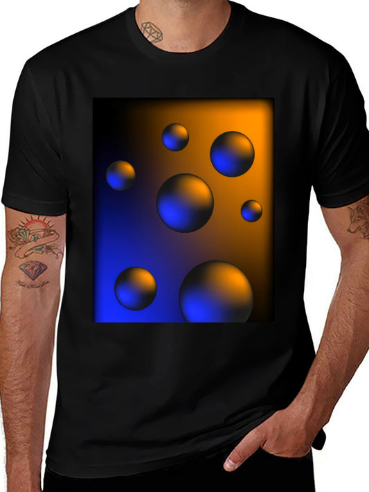 Abstract Sphere Print Black T-Shirt
