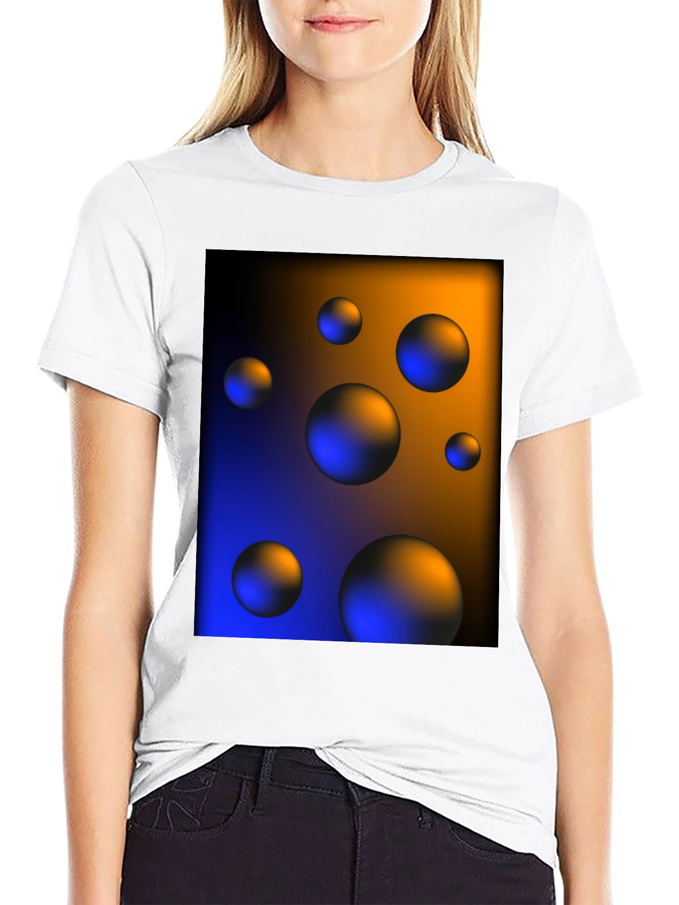 Abstract Sphere Print Black T-Shirt