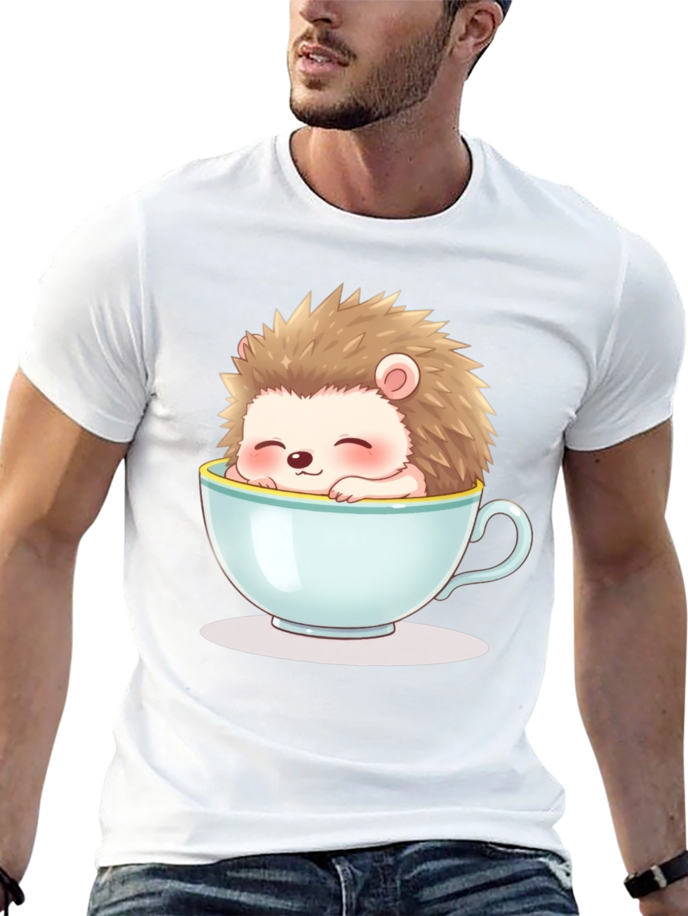 Cute Hedgehog in Teacup Graphic Tee - Unisex