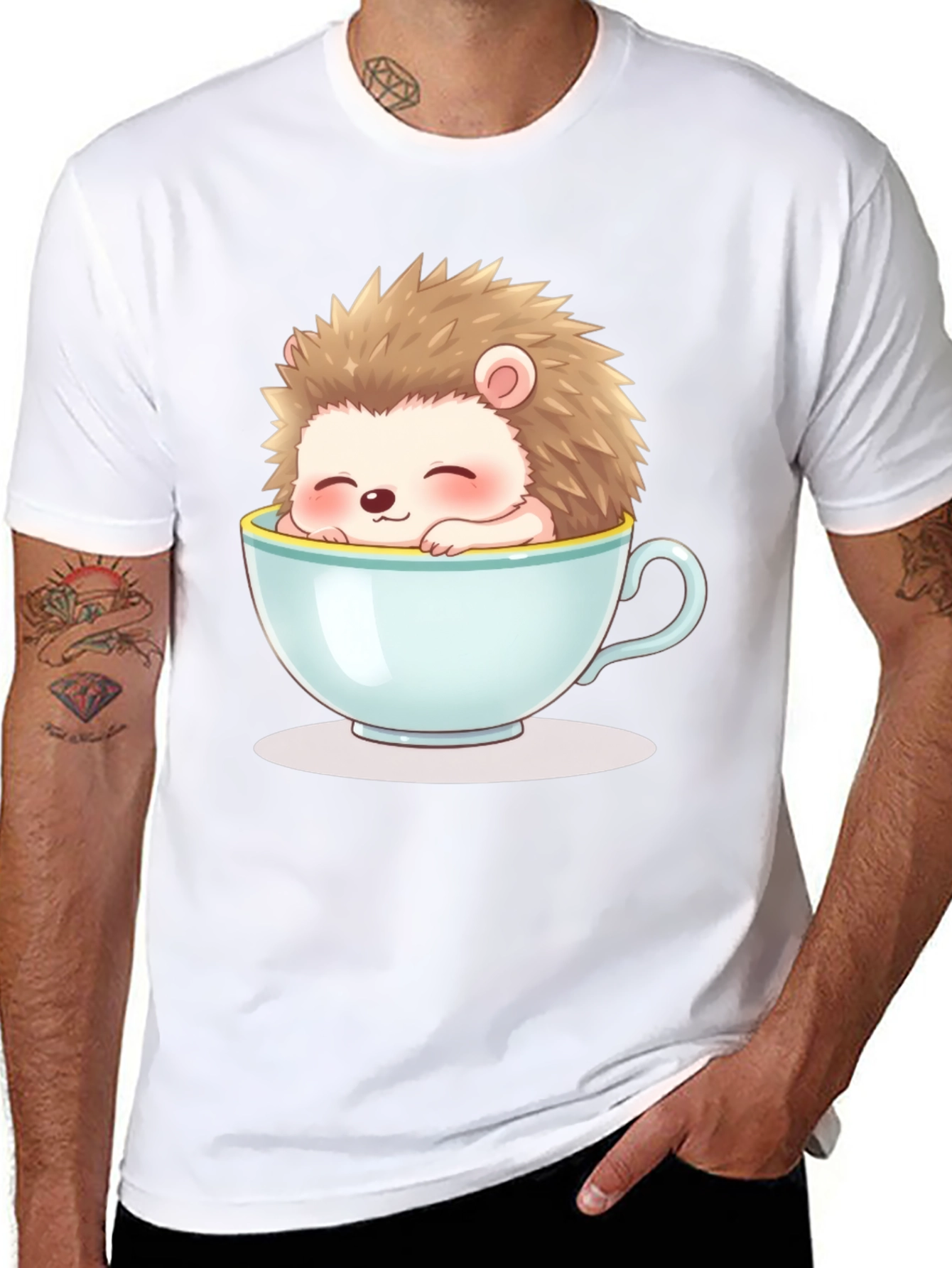 Cute Hedgehog in Teacup Graphic Tee - Unisex