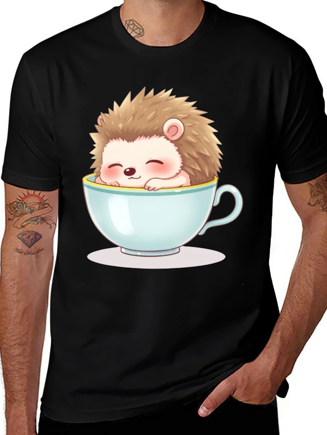 Cute Hedgehog in Teacup Graphic Tee - Unisex
