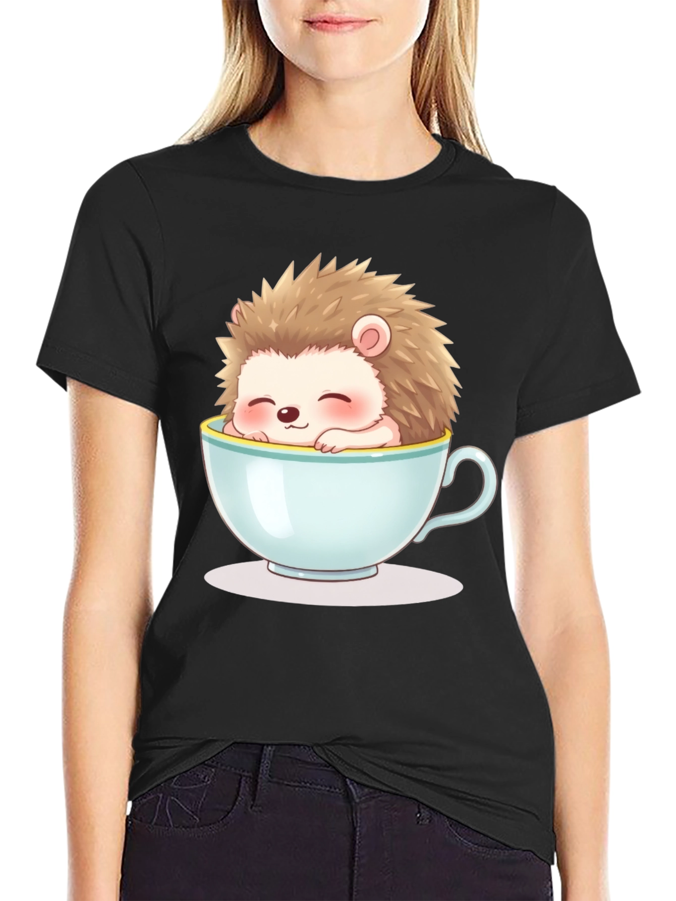 Cute Hedgehog in Teacup Graphic Tee - Unisex