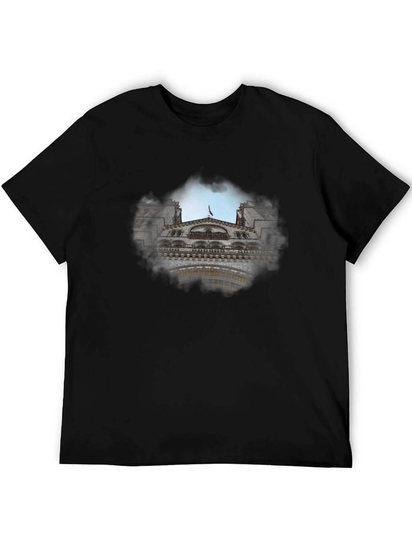Black Tee with Cityscape Graphic
