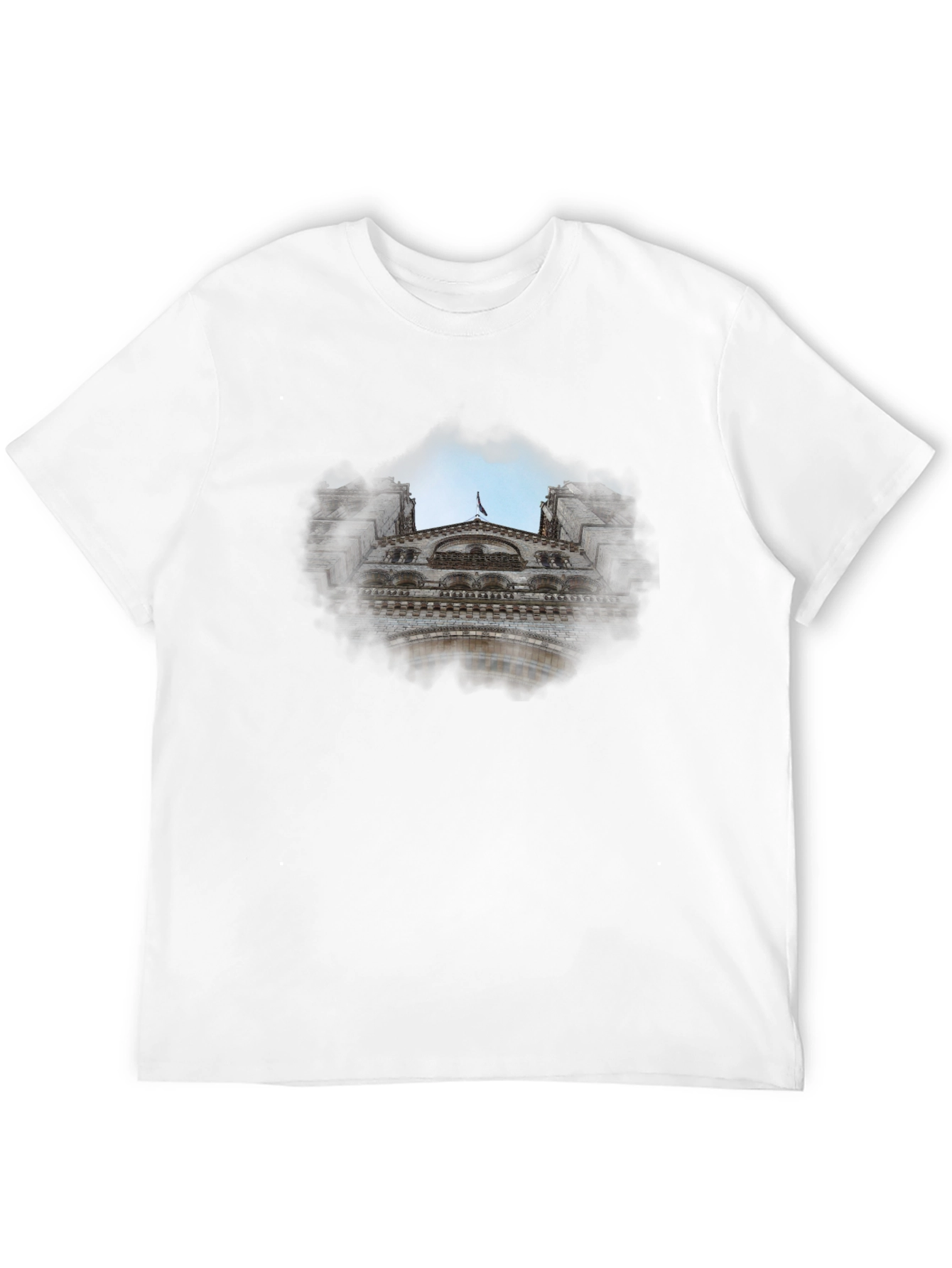 Black Tee with Cityscape Graphic