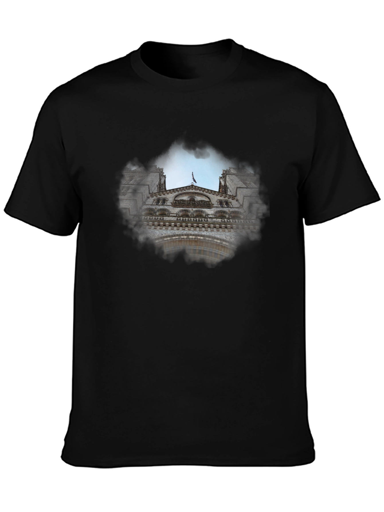 Black Tee with Cityscape Graphic