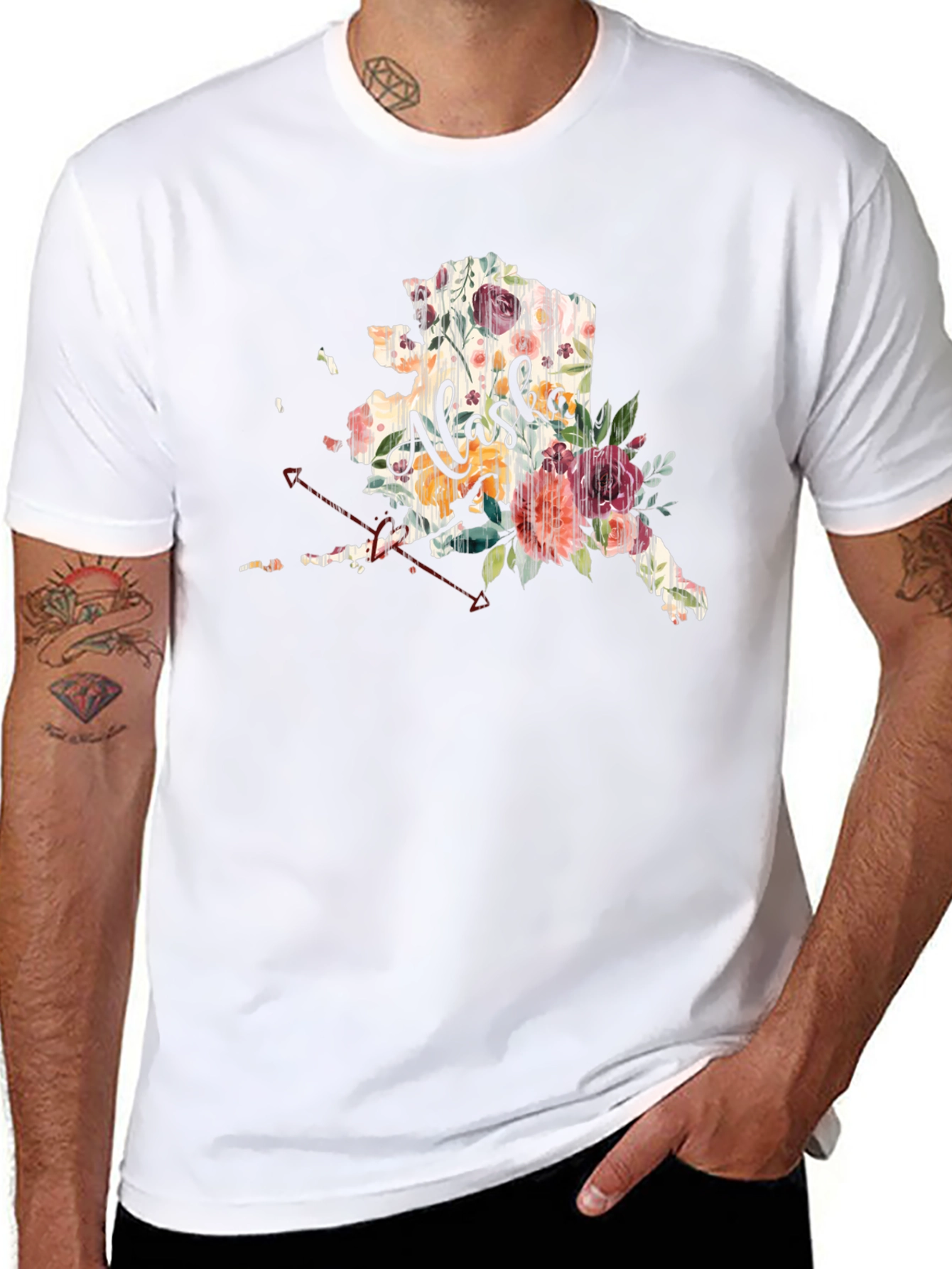 Floral Alaska Graphic Tee - Unisex Black T-Shirt
