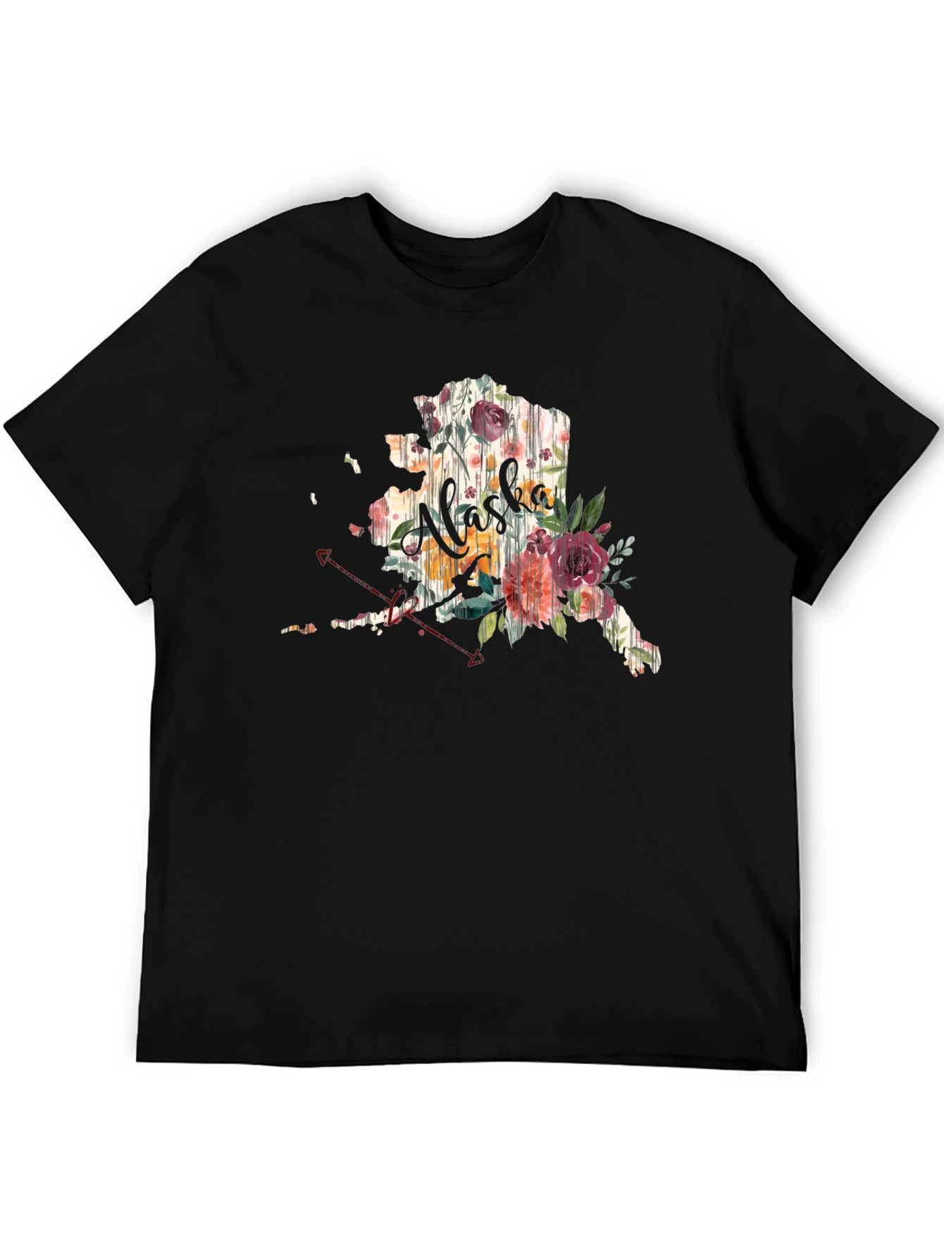 Floral Alaska Graphic Tee - Unisex Black T-Shirt