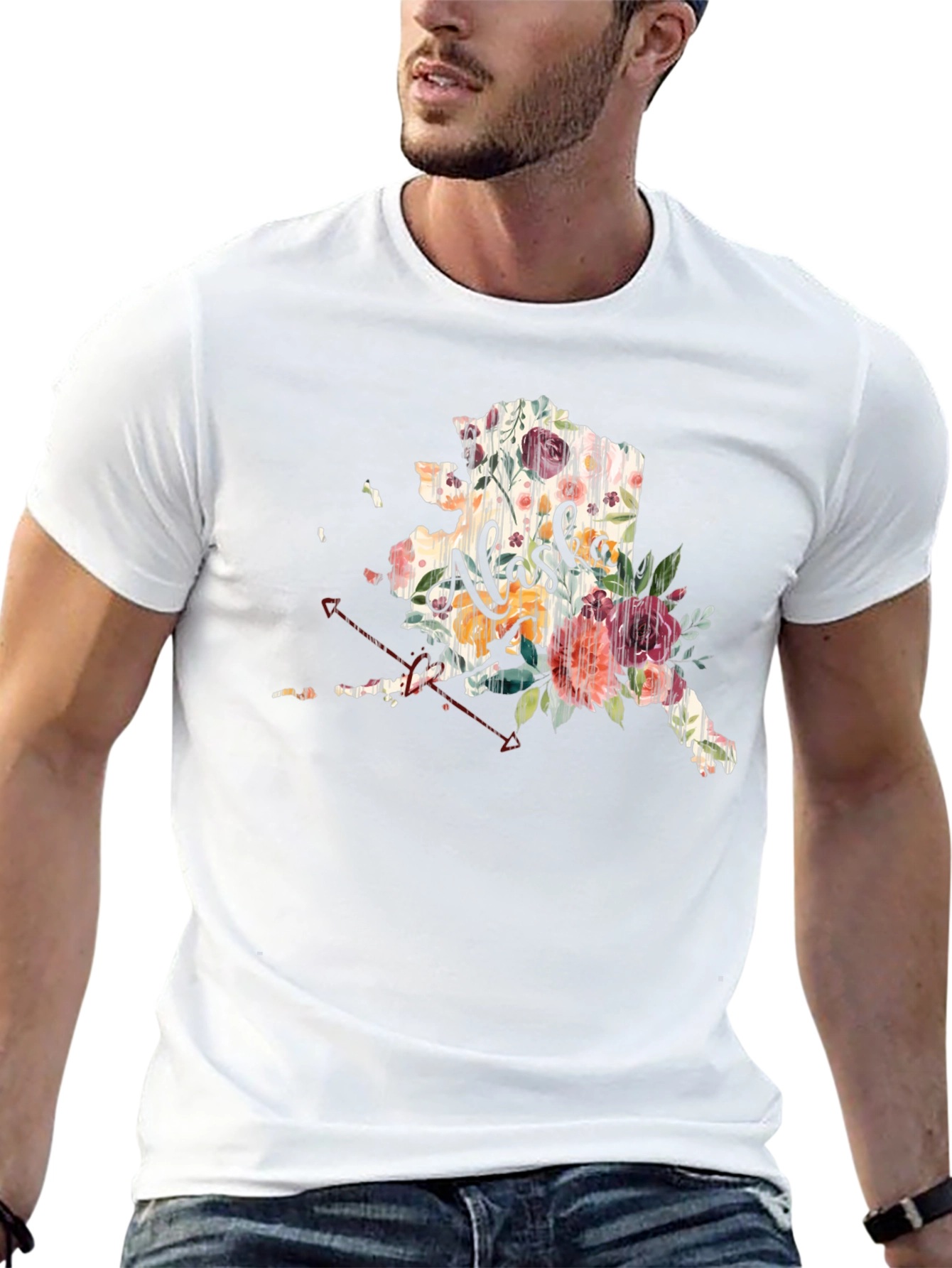 Floral Alaska Graphic Tee - Unisex Black T-Shirt