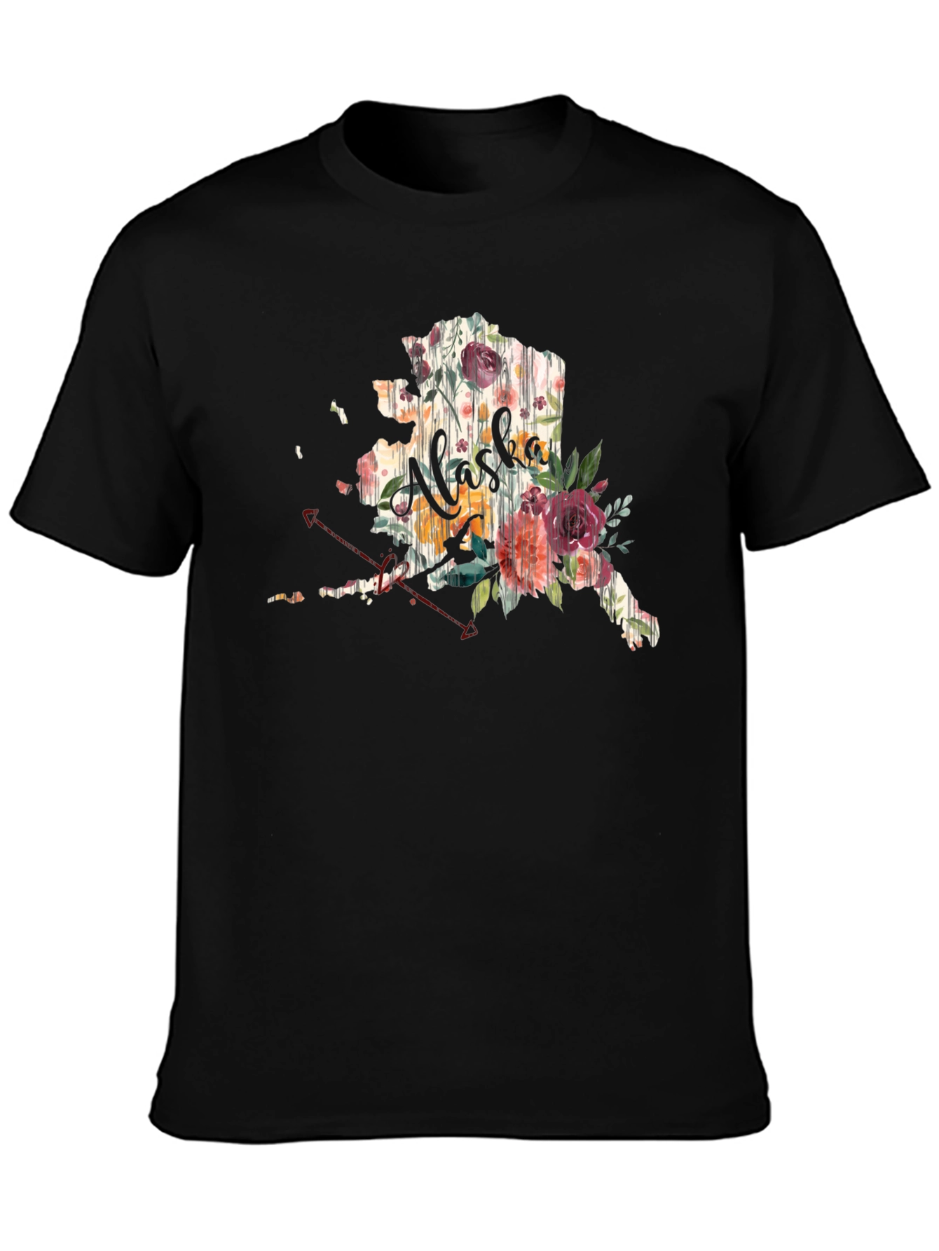 Floral Alaska Graphic Tee - Unisex Black T-Shirt