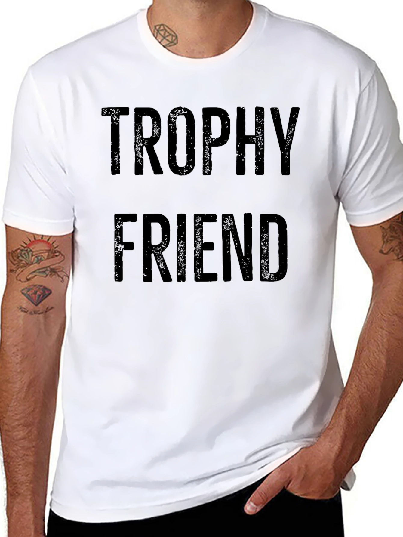 Trophy Friend Graphic Tee - Black Casual T-Shirt