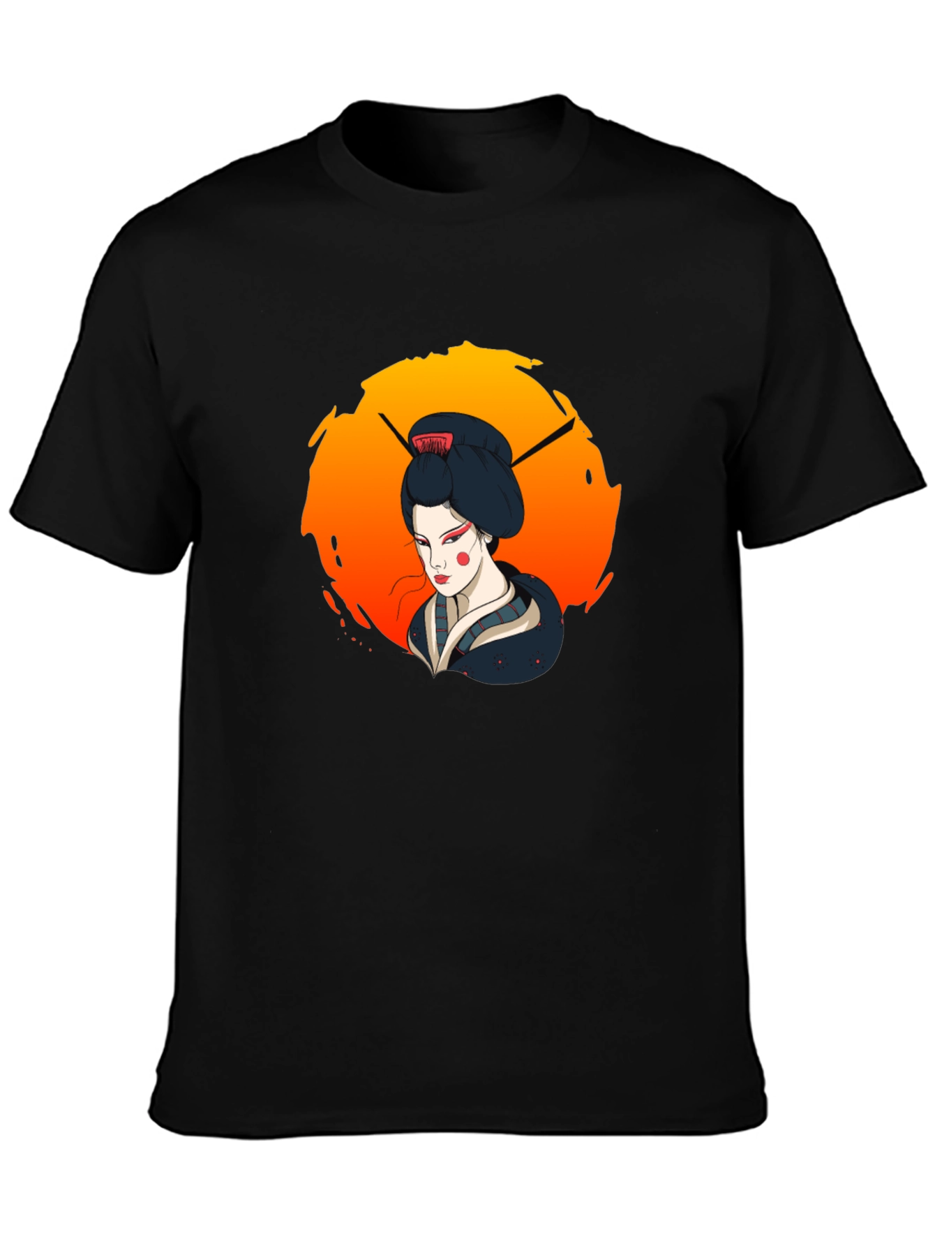 Geisha Graphic Tee - Stylish Unisex Black T-Shirt