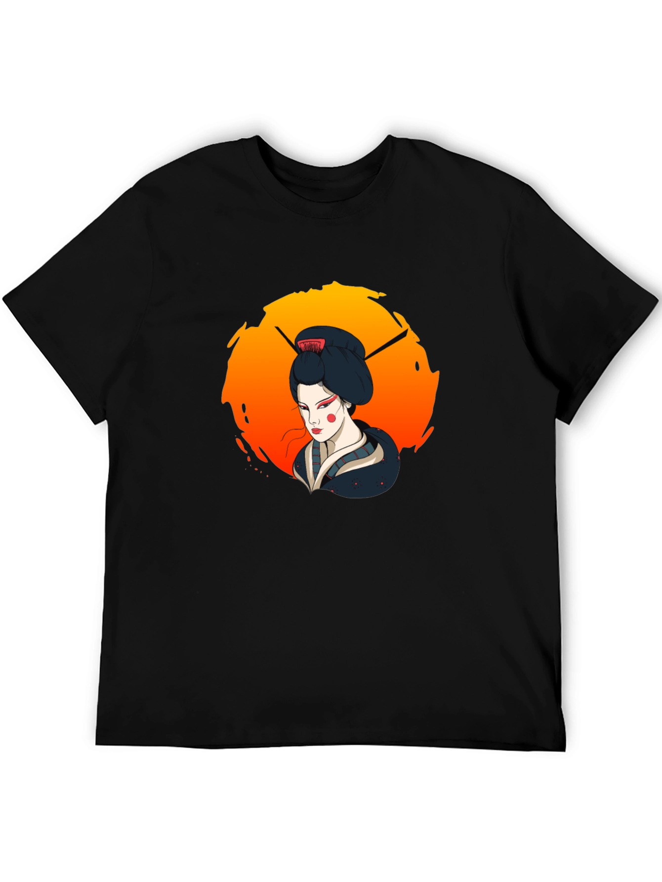 Geisha Graphic Tee - Stylish Unisex Black T-Shirt