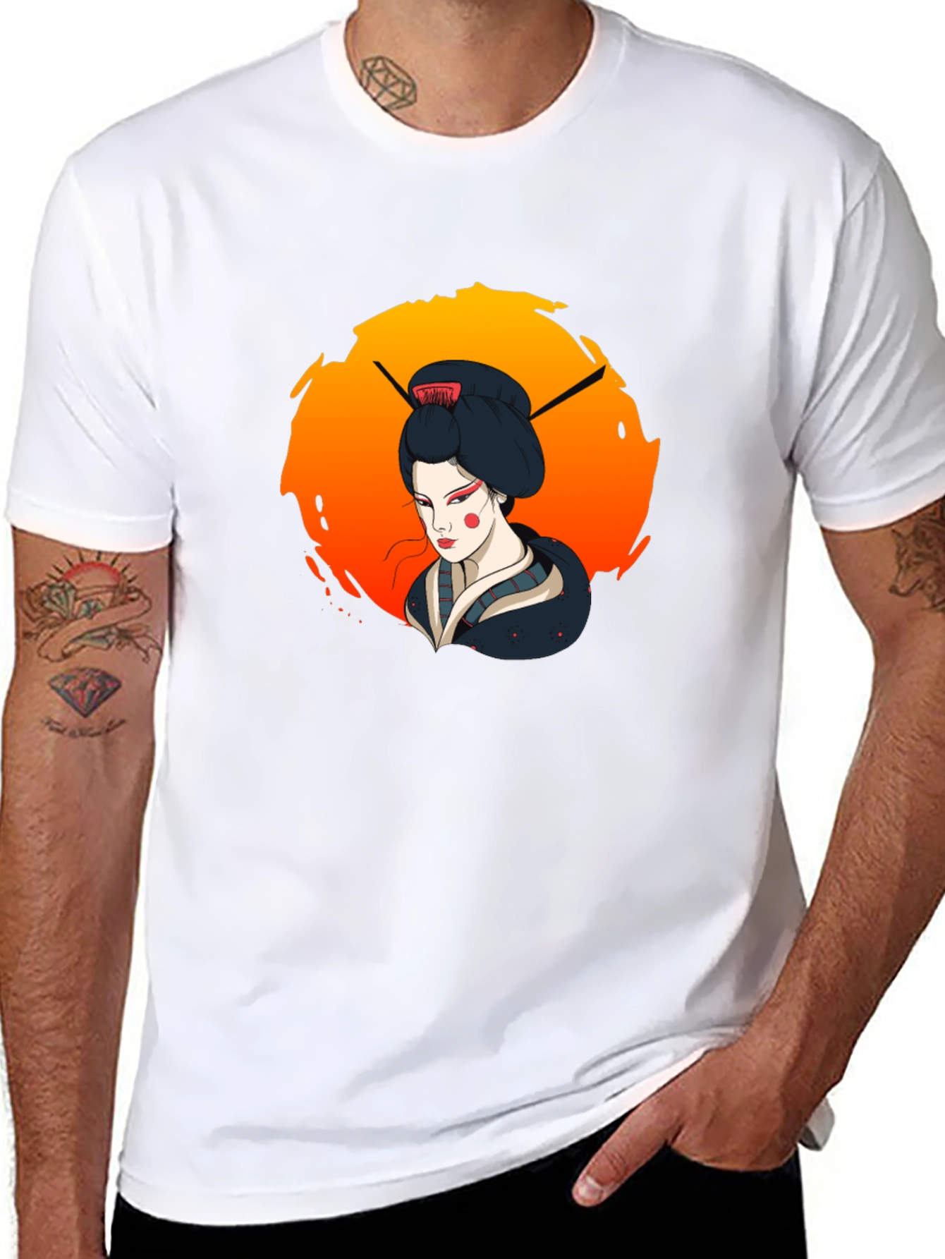 Geisha Graphic Tee - Stylish Unisex Black T-Shirt