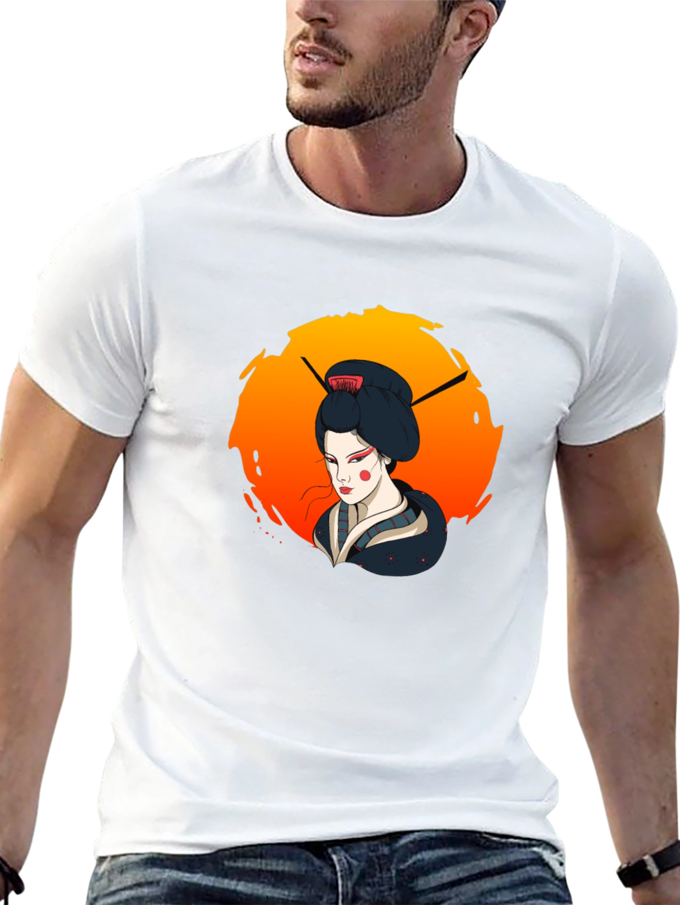 Geisha Graphic Tee - Stylish Unisex Black T-Shirt
