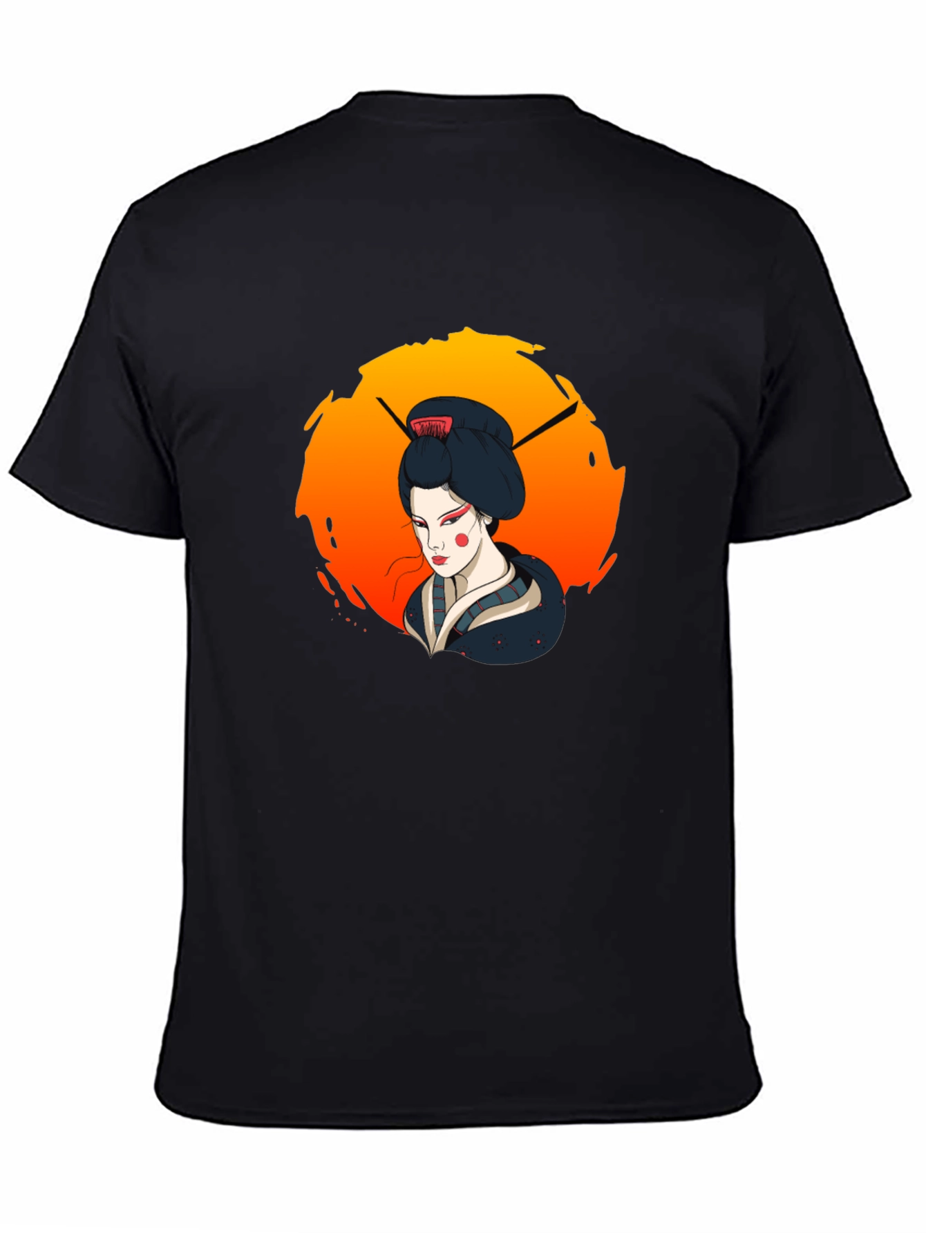 Geisha Graphic Tee - Stylish Unisex Black T-Shirt