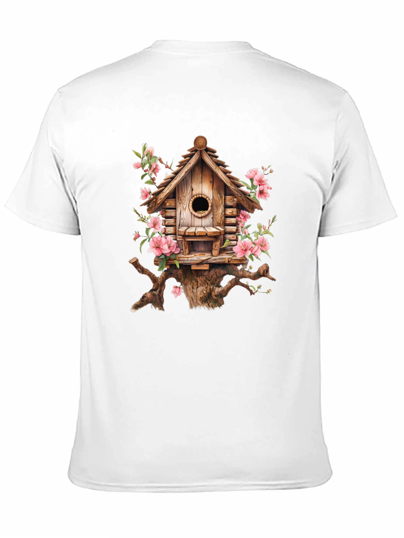 Floral Birdhouse Graphic Tee - Nature Lovers Shirt