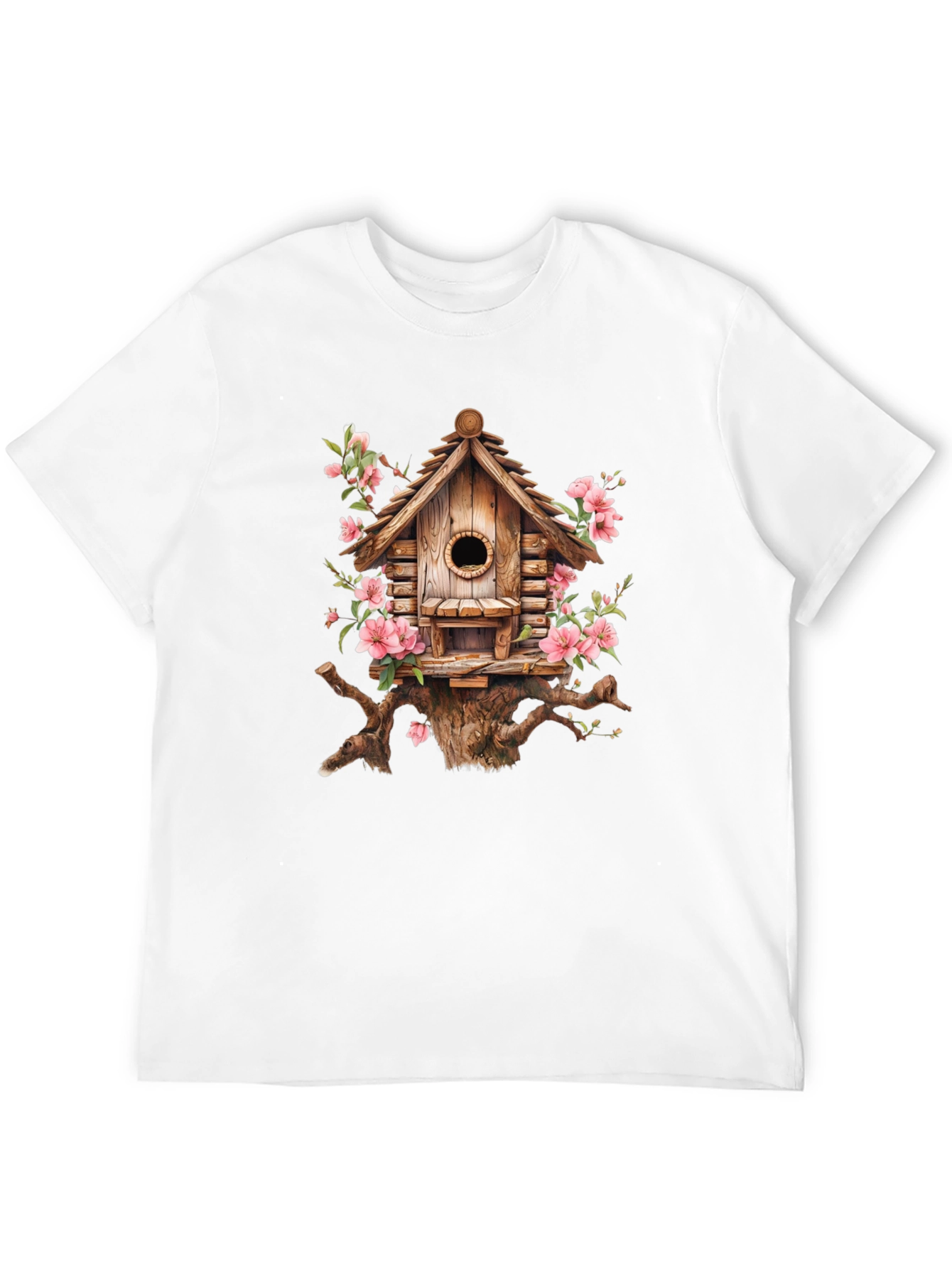 Floral Birdhouse Graphic Tee - Nature Lovers Shirt