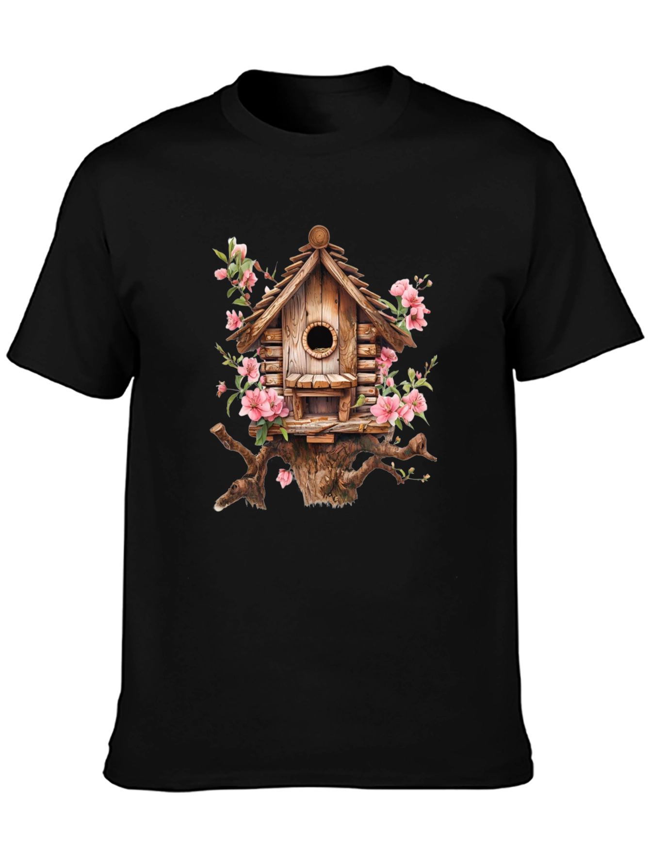 Floral Birdhouse Graphic Tee - Nature Lovers Shirt