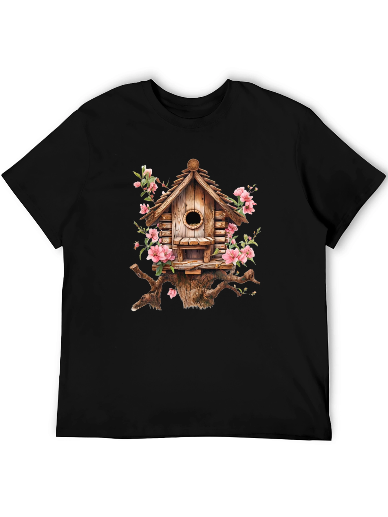 Floral Birdhouse Graphic Tee - Nature Lovers Shirt