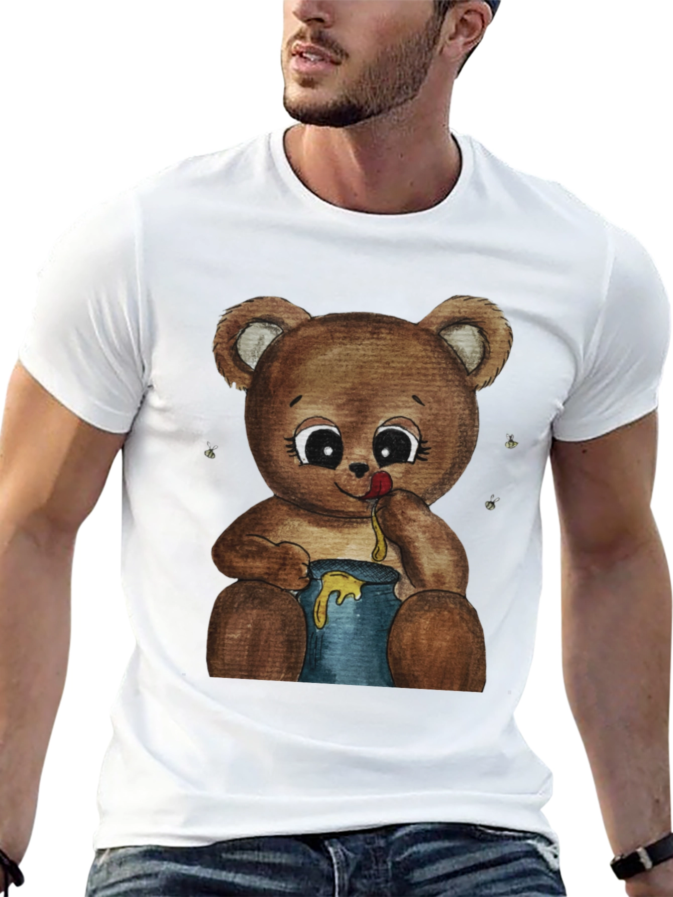 Cute Teddy Bear Honey Pot Graphic T-Shirt
