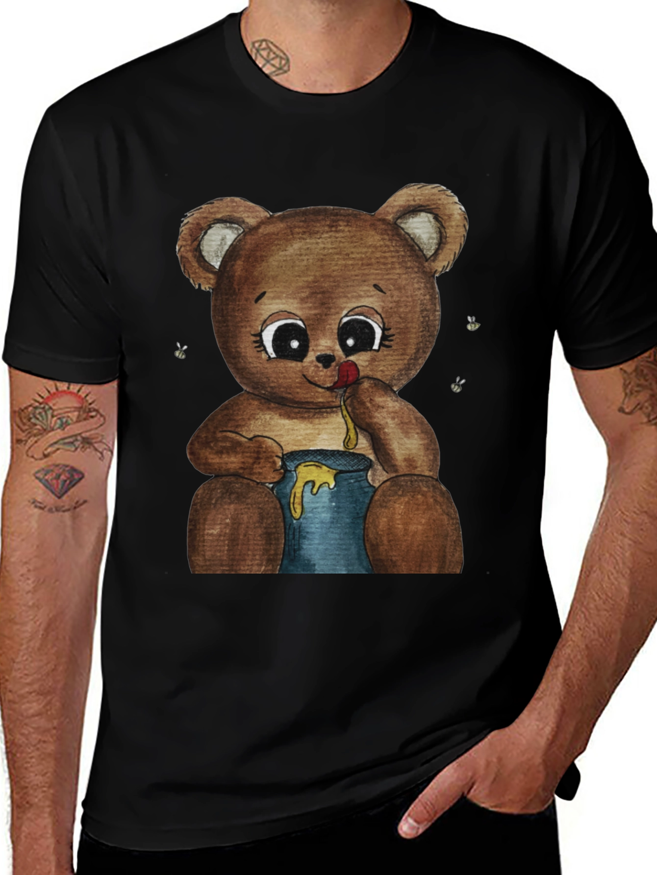 Cute Teddy Bear Honey Pot Graphic T-Shirt