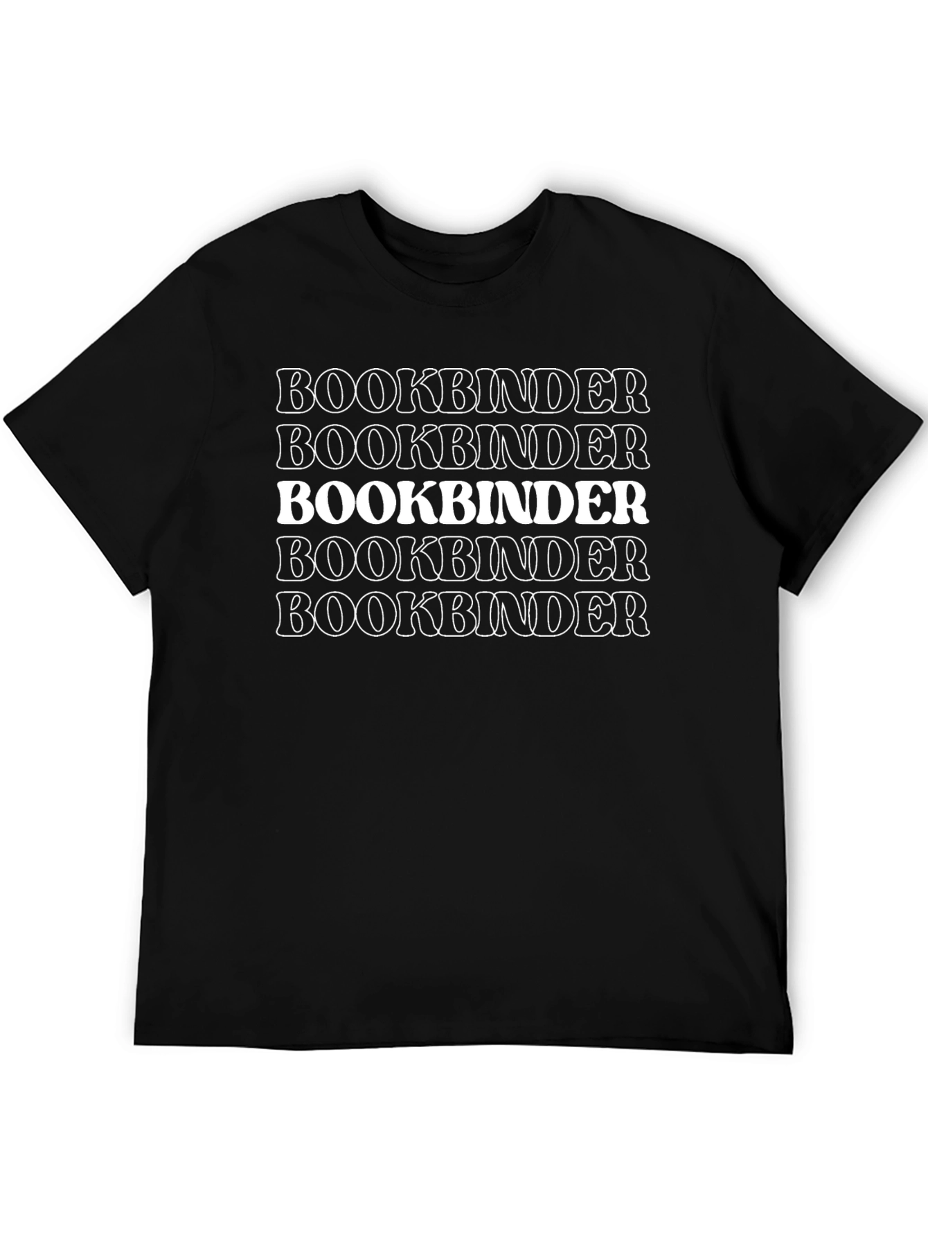 Bookbinder Stacked Text T-Shirt - Bold Graphic Tee
