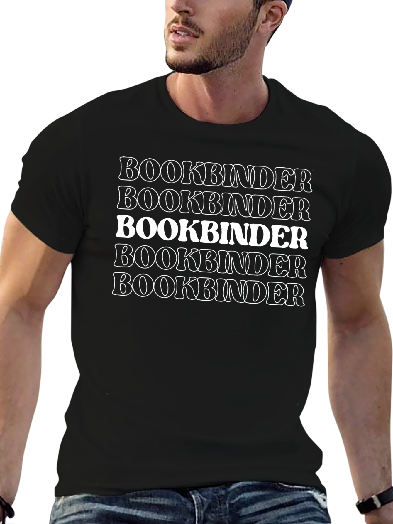 Bookbinder Stacked Text T-Shirt - Bold Graphic Tee