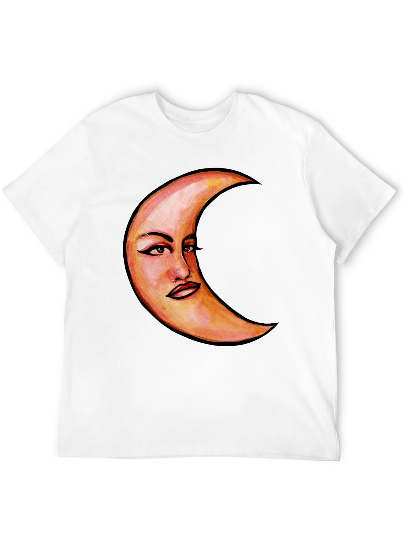 Crescent Moon Face Graphic T-Shirt - Unique Design