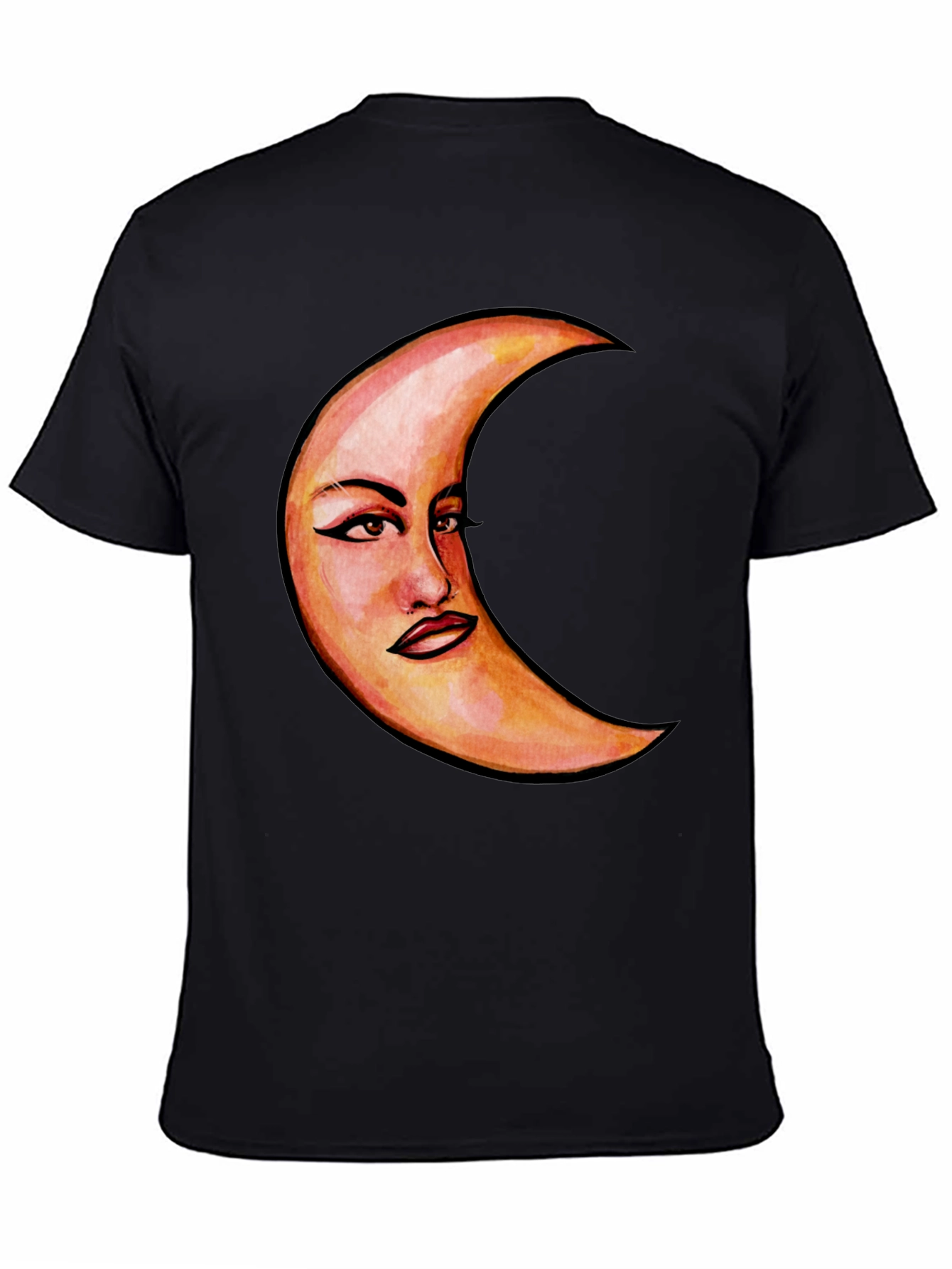 Crescent Moon Face Graphic T-Shirt - Unique Design