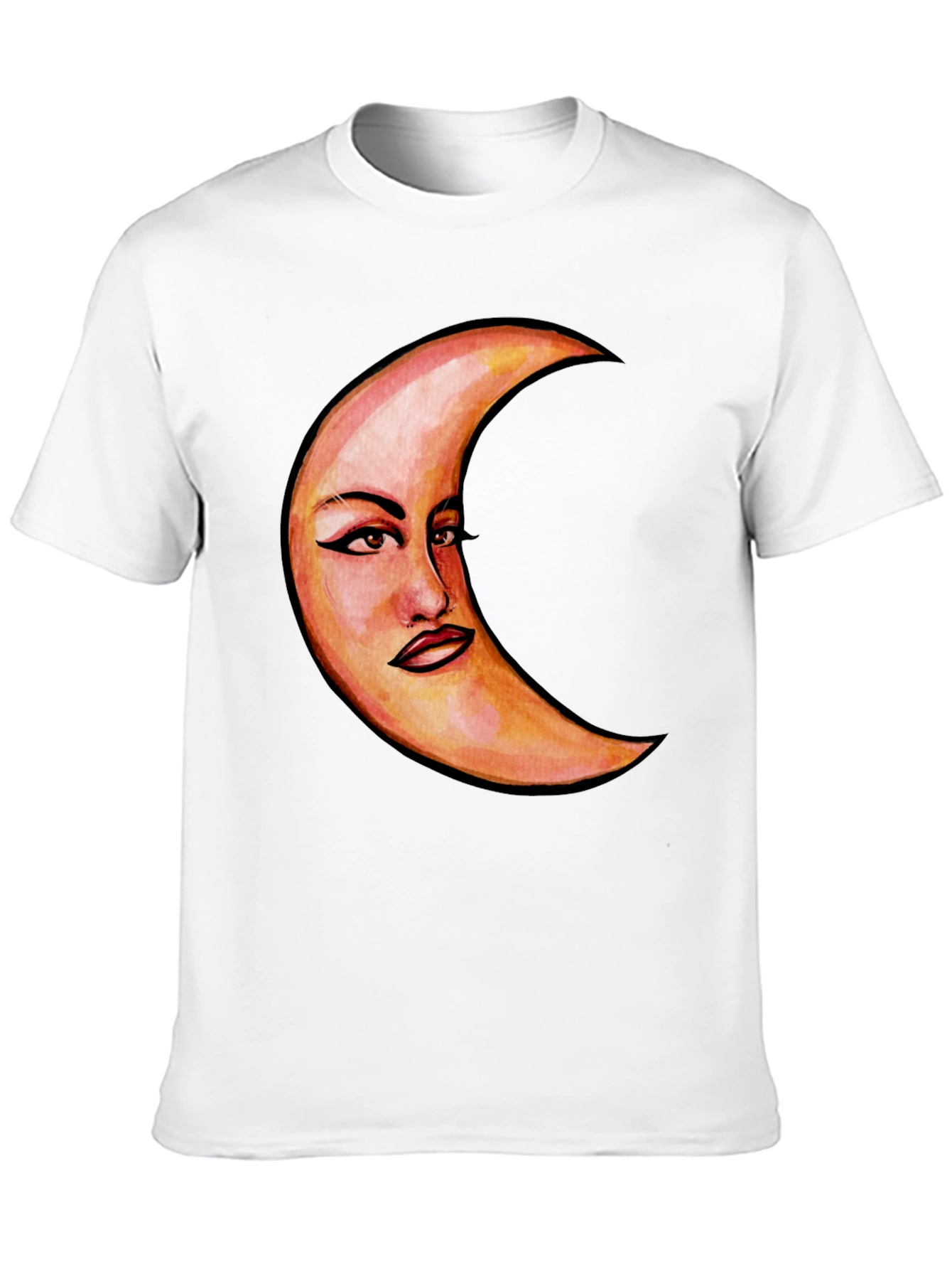 Crescent Moon Face Graphic T-Shirt - Unique Design