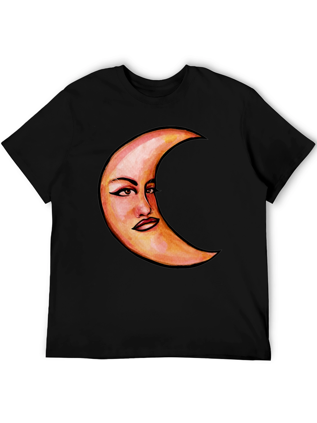 Crescent Moon Face Graphic T-Shirt - Unique Design