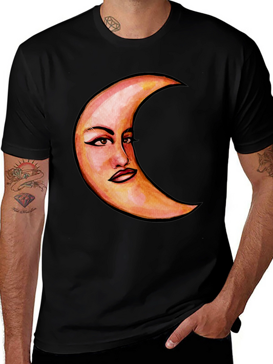Crescent Moon Face Graphic T-Shirt - Unique Design