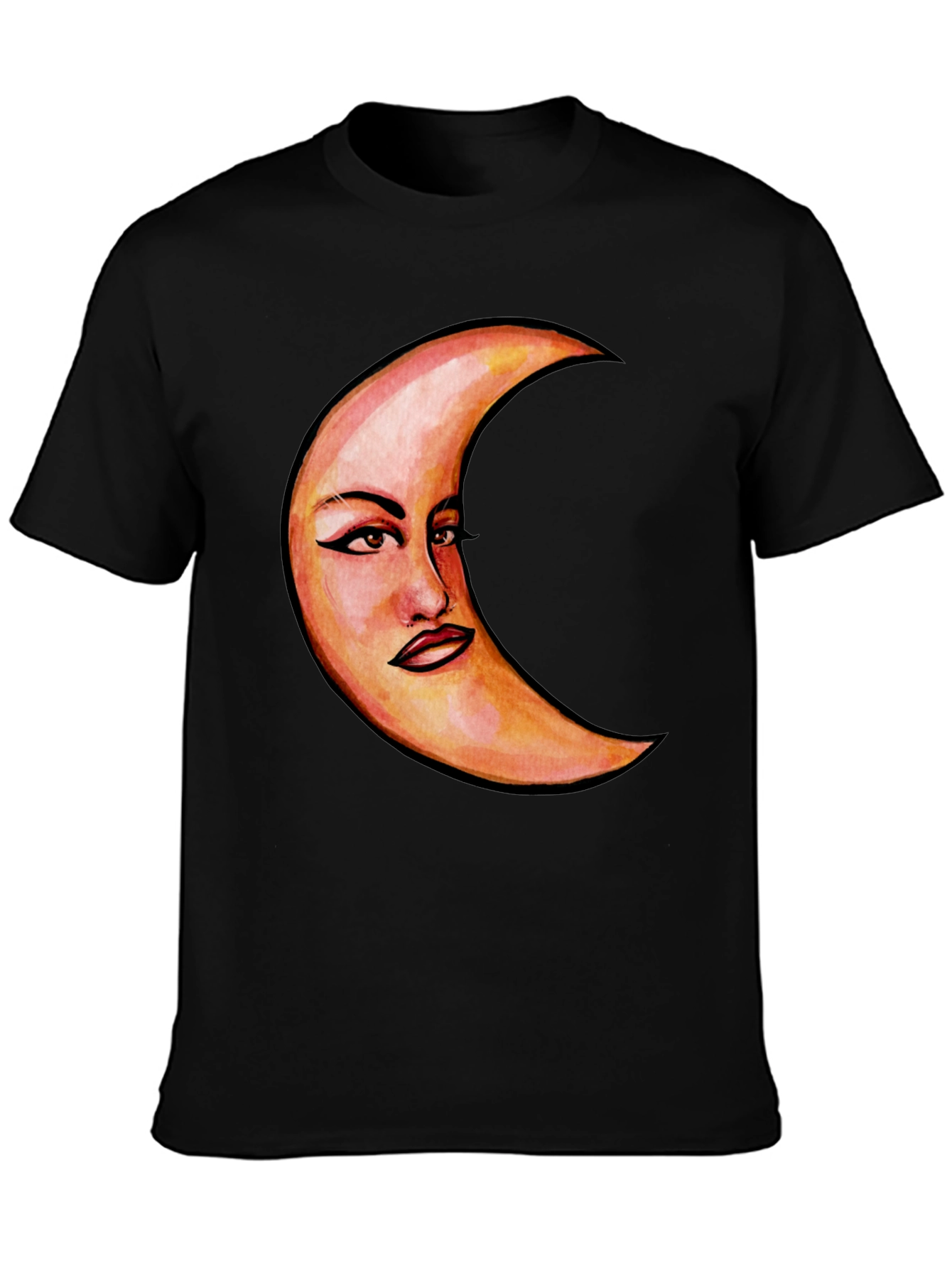 Crescent Moon Face Graphic T-Shirt - Unique Design