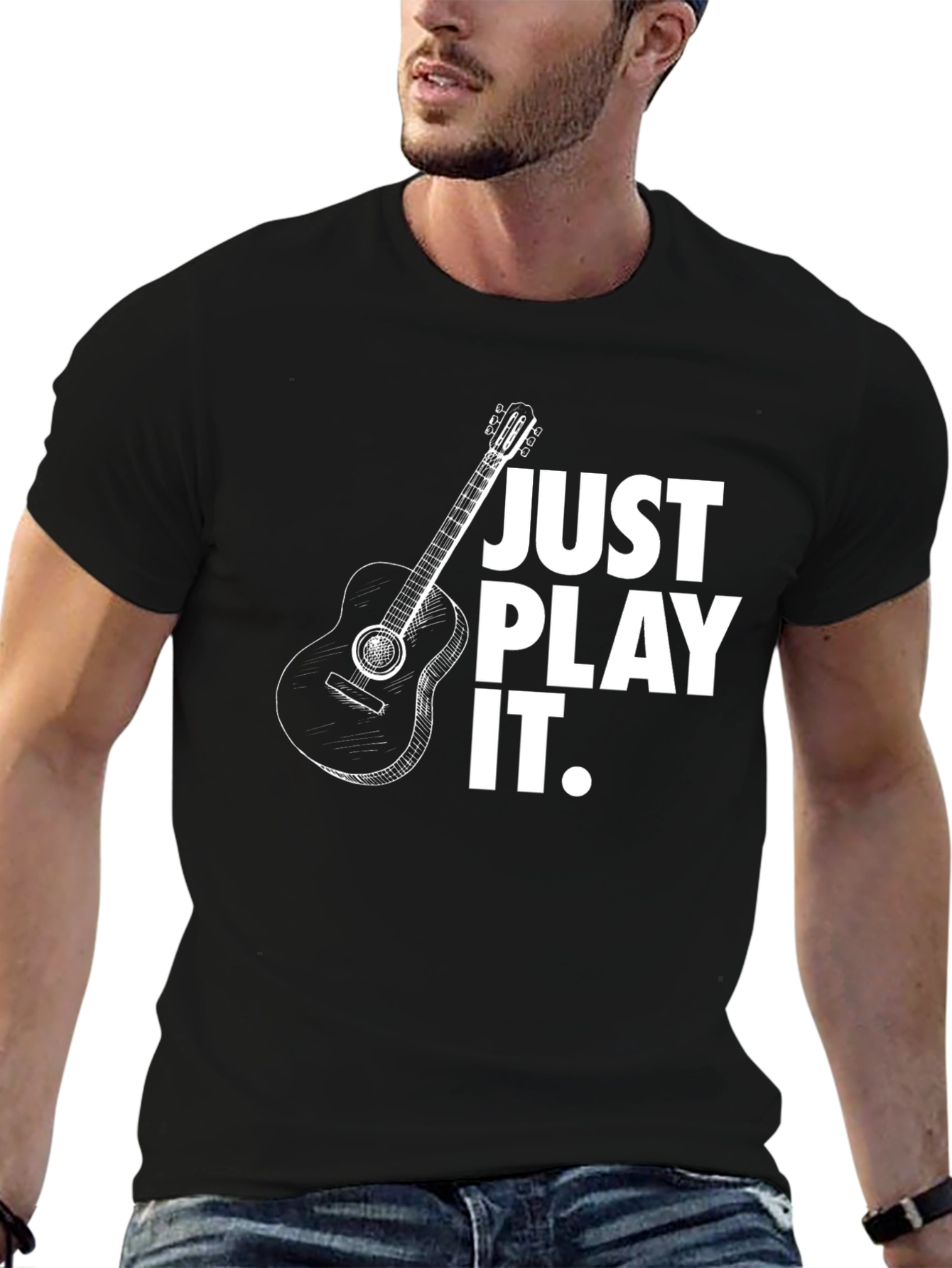 Just Play It Guitar Graphic Tee - Black