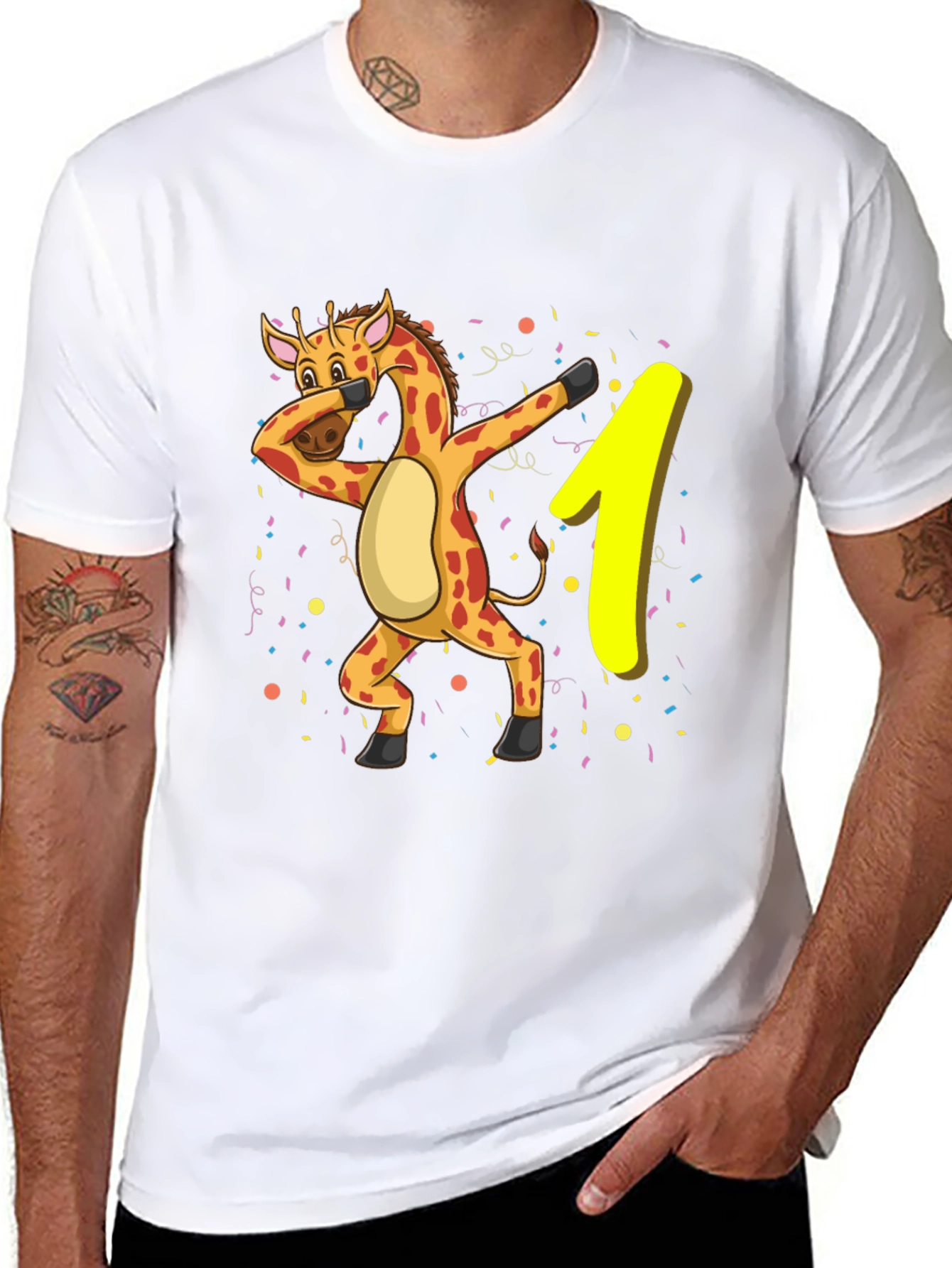 Dabbing Giraffe 1st Birthday T-Shirt