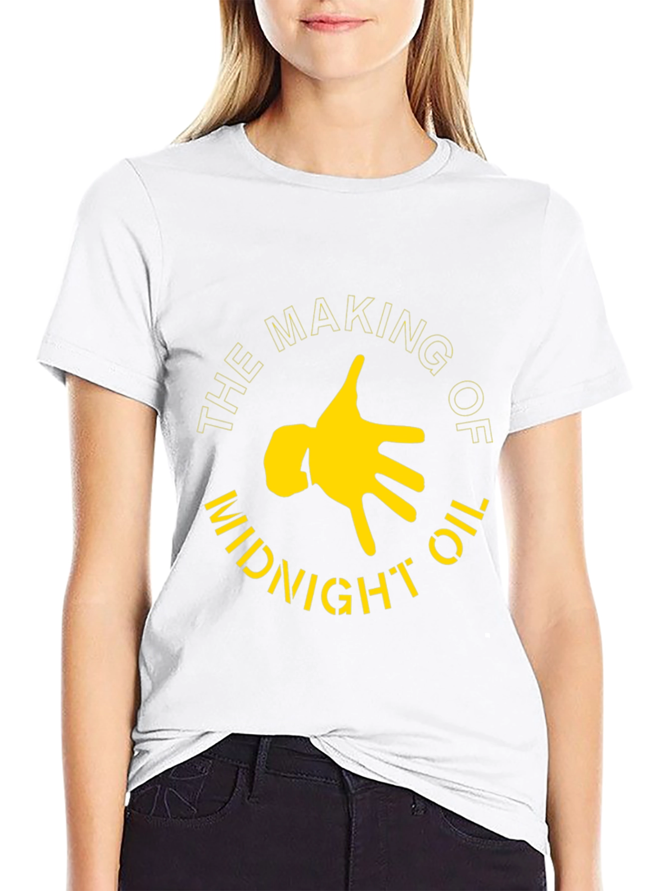 Midnight Oil Graphic Tee - Black Cotton T-Shirt
