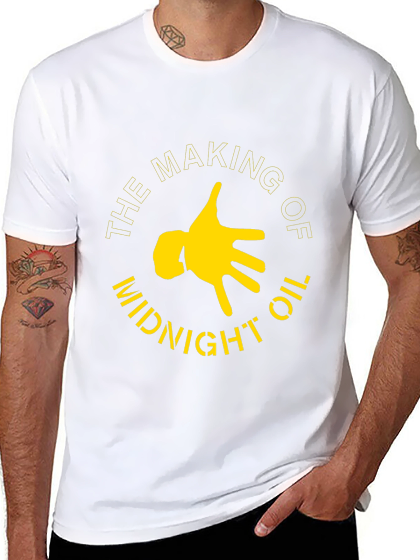 Midnight Oil Graphic Tee - Black Cotton T-Shirt