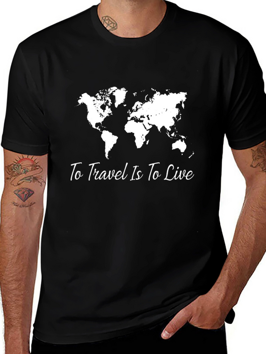 Travel the World Graphic Tee - Black Cotton T-Shirt