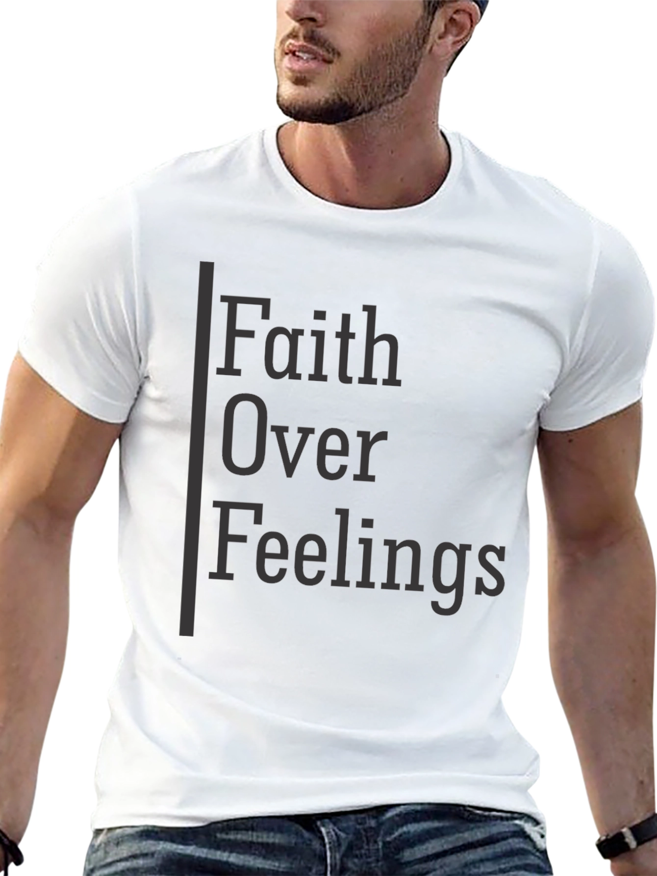 Faith Over Feelings Graphic Tee - Black