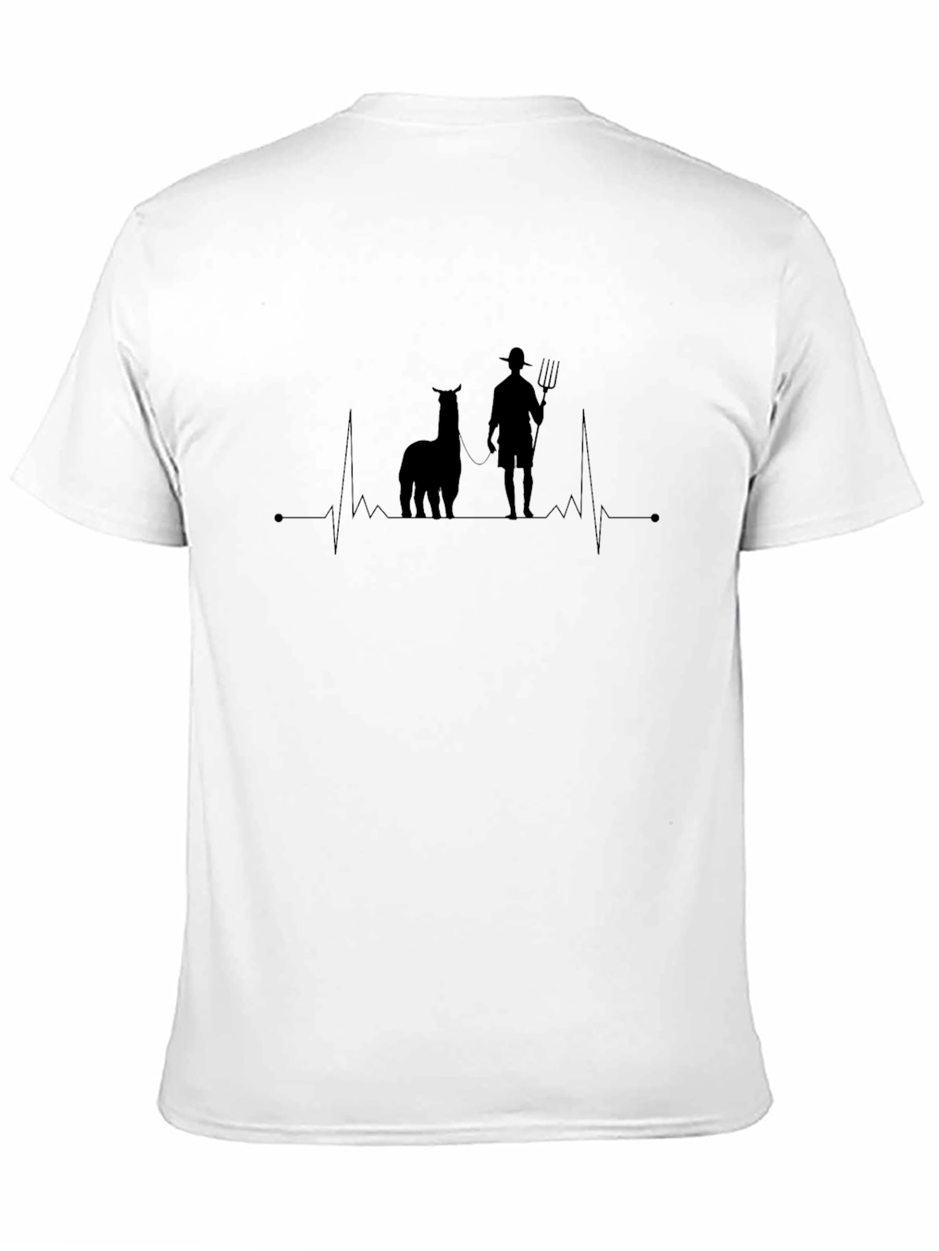 Alpaca Farmer Heartbeat T-Shirt - Black Cotton Tee