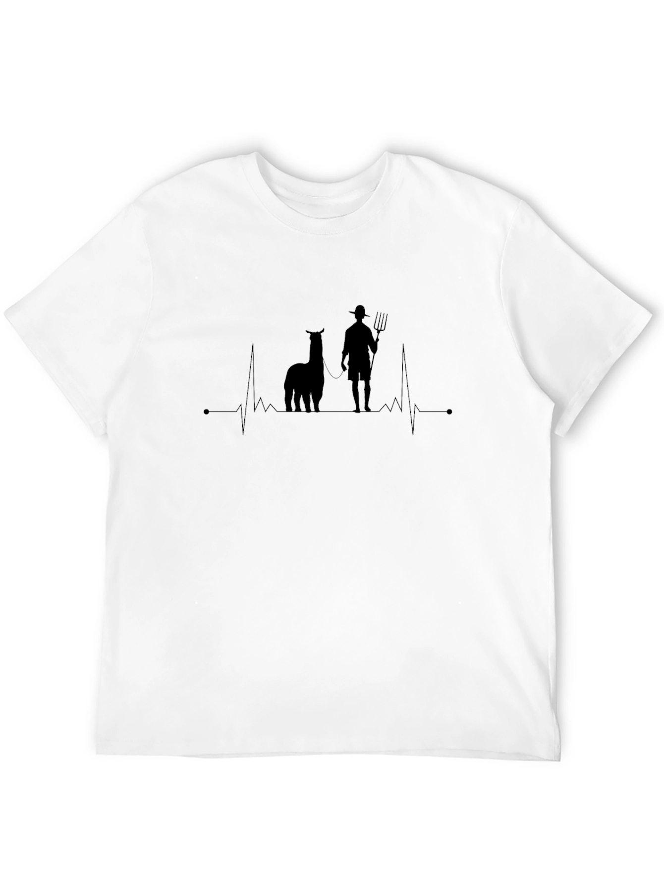 Alpaca Farmer Heartbeat T-Shirt - Black Cotton Tee